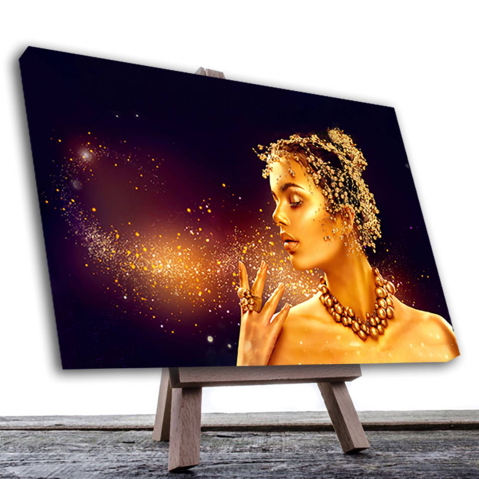 Cuadro Decorativo Mujer en Dorado Moderno # 37 60 X 40