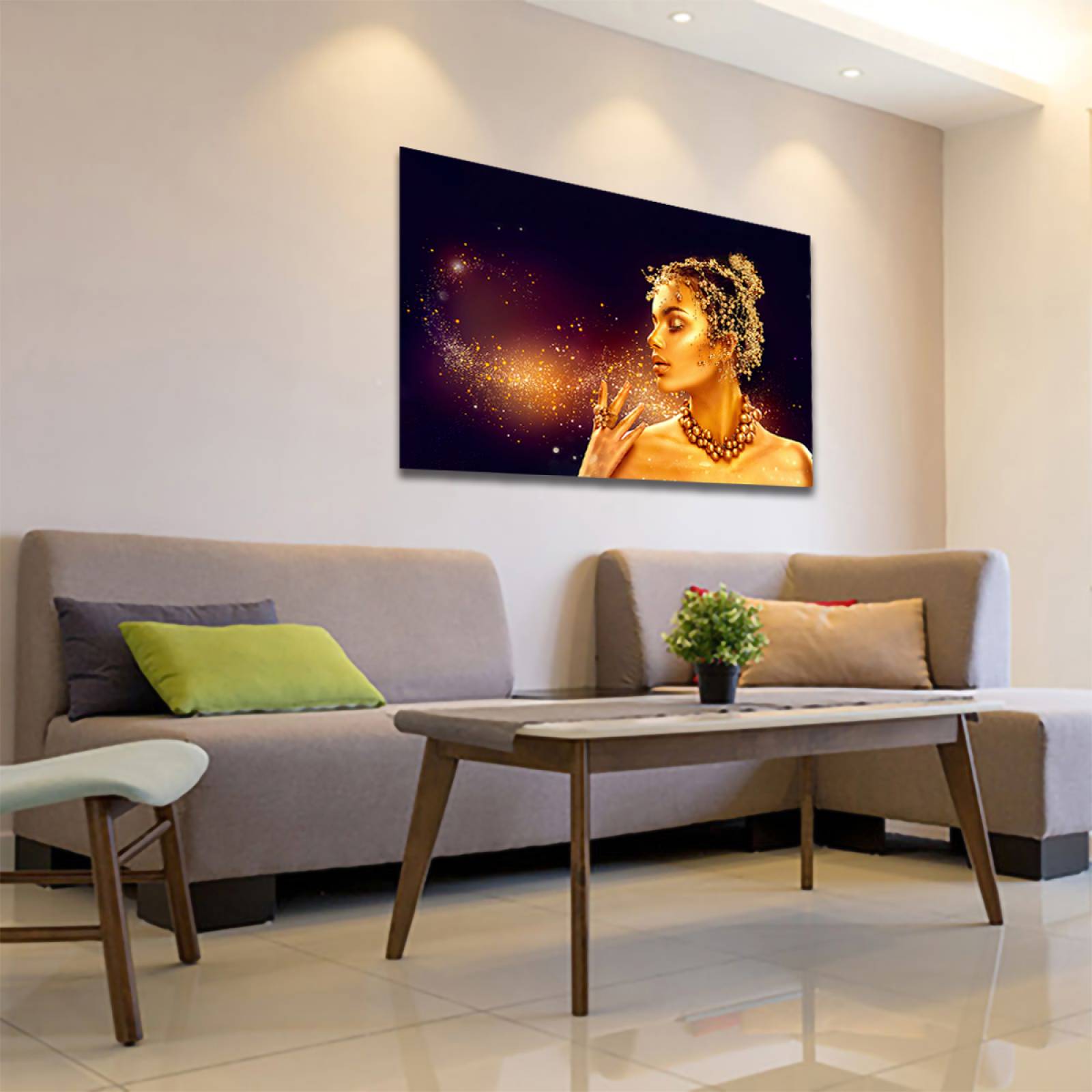 Cuadro Decorativo Mujer en Dorado Moderno # 37 60 X 40