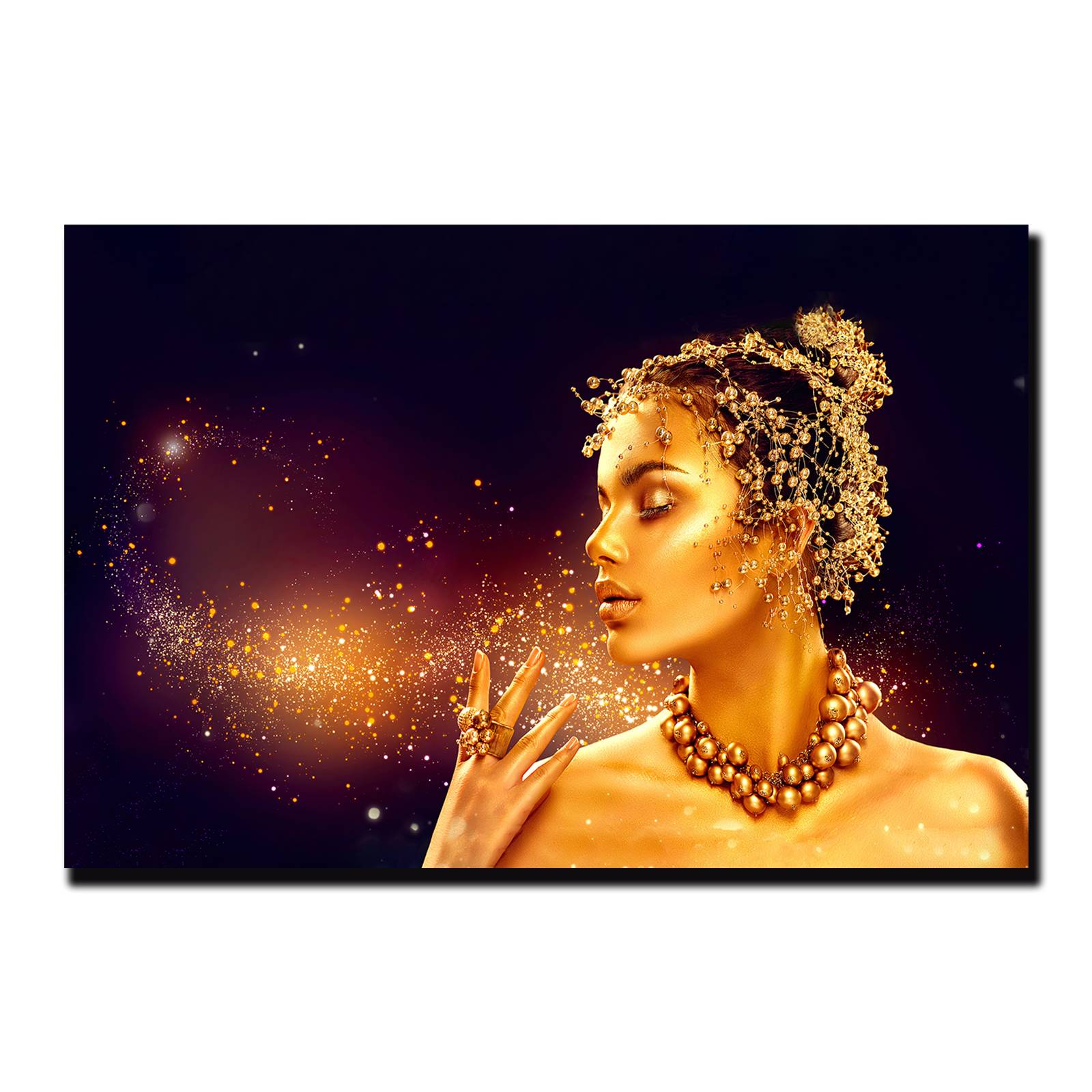 Cuadro Decorativo Mujer en Dorado Moderno # 37 60 X 40