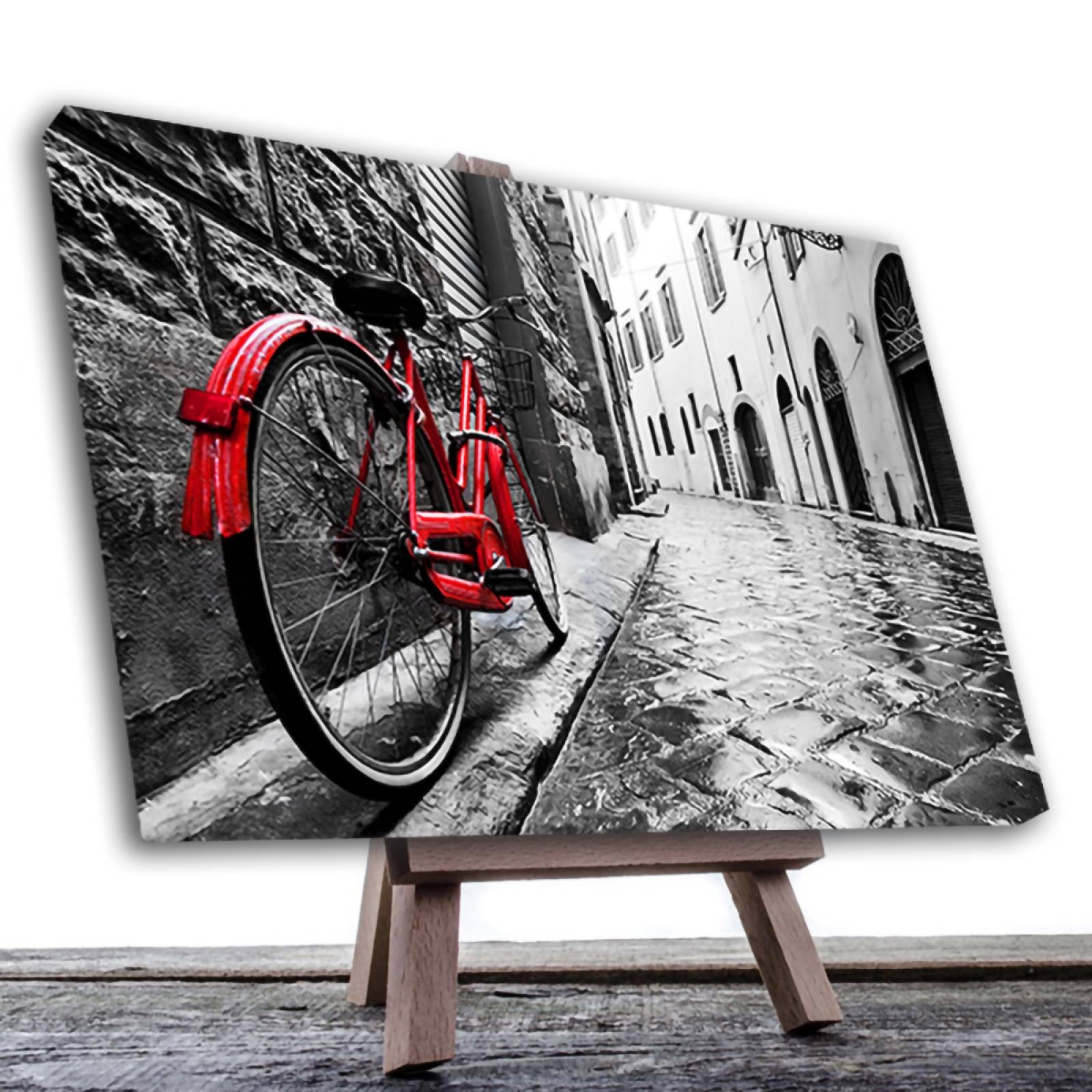 Cuadro Decorativo Bicicleta Blanco Y Negro Con Vivos Rojos #6 90 X 60.