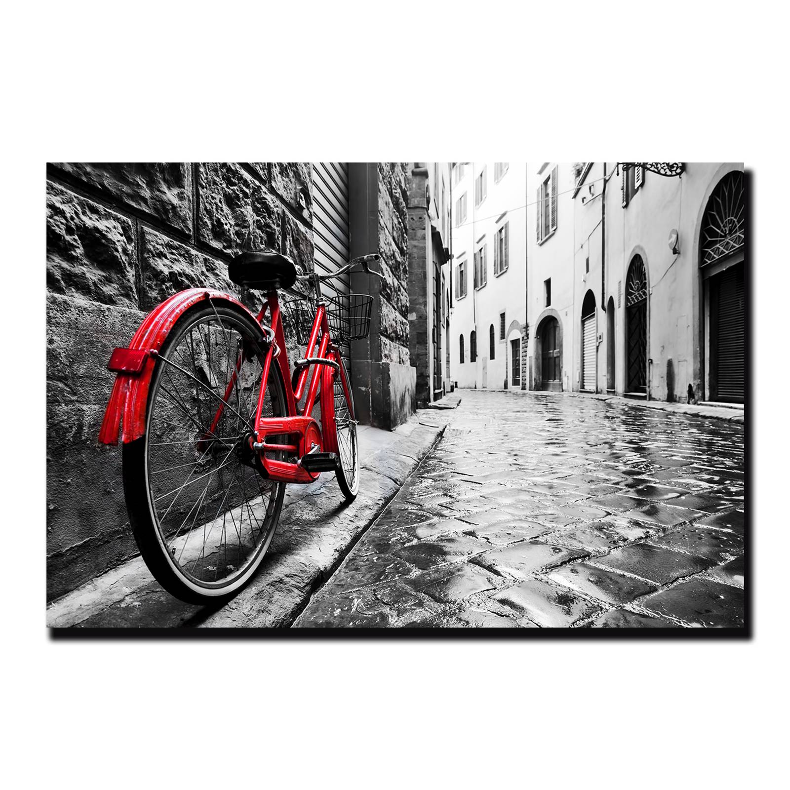 Cuadro Decorativo Bicicleta Blanco Y Negro Con Vivos Rojos #6 90 X 60.