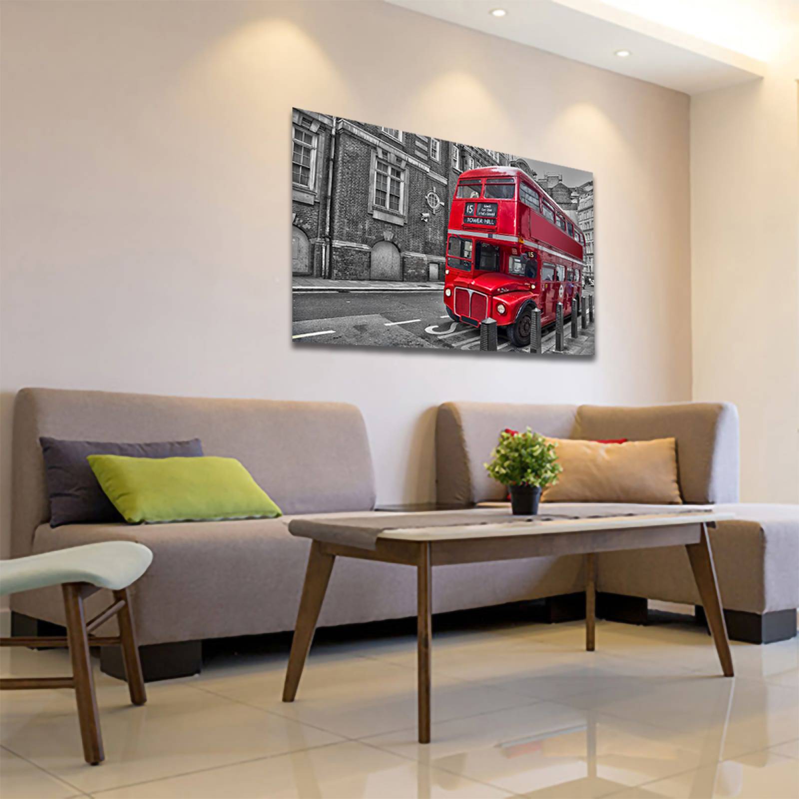 Cuadro Decorativo Londres Blanco Y Negro Con Vivos Rojos #7 90 X 60.