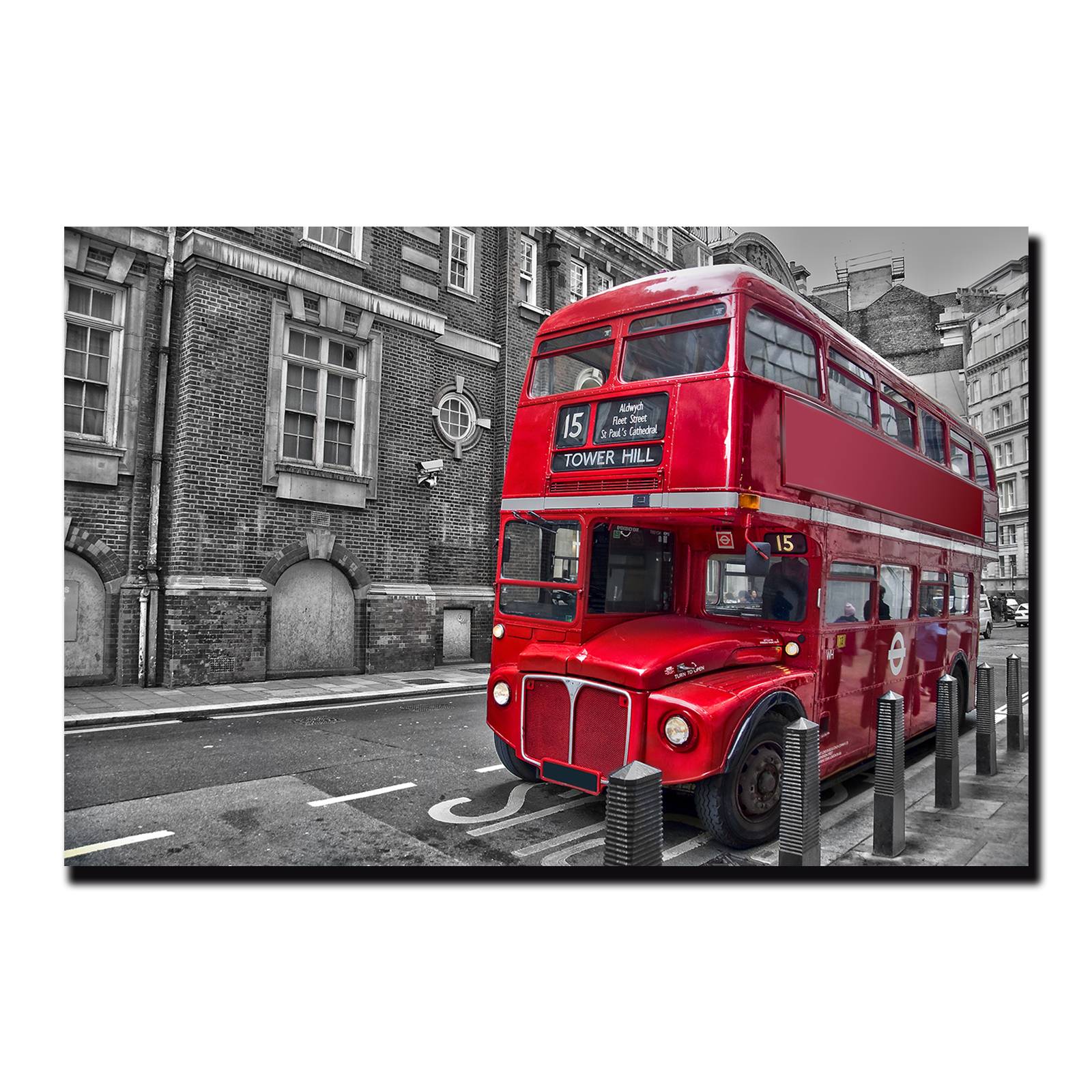 Cuadro Decorativo Londres Blanco Y Negro Con Vivos Rojos #7 90 X 60.