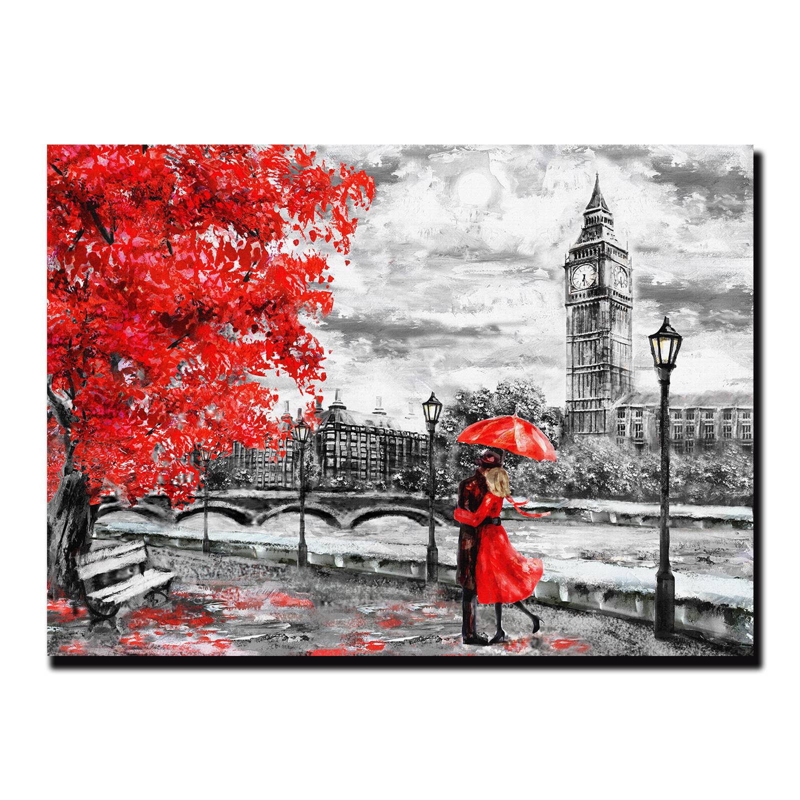 Cuadro Decorativo Pareja Blanco Y Negro Con Vivos Rojos #13 90 X 60.