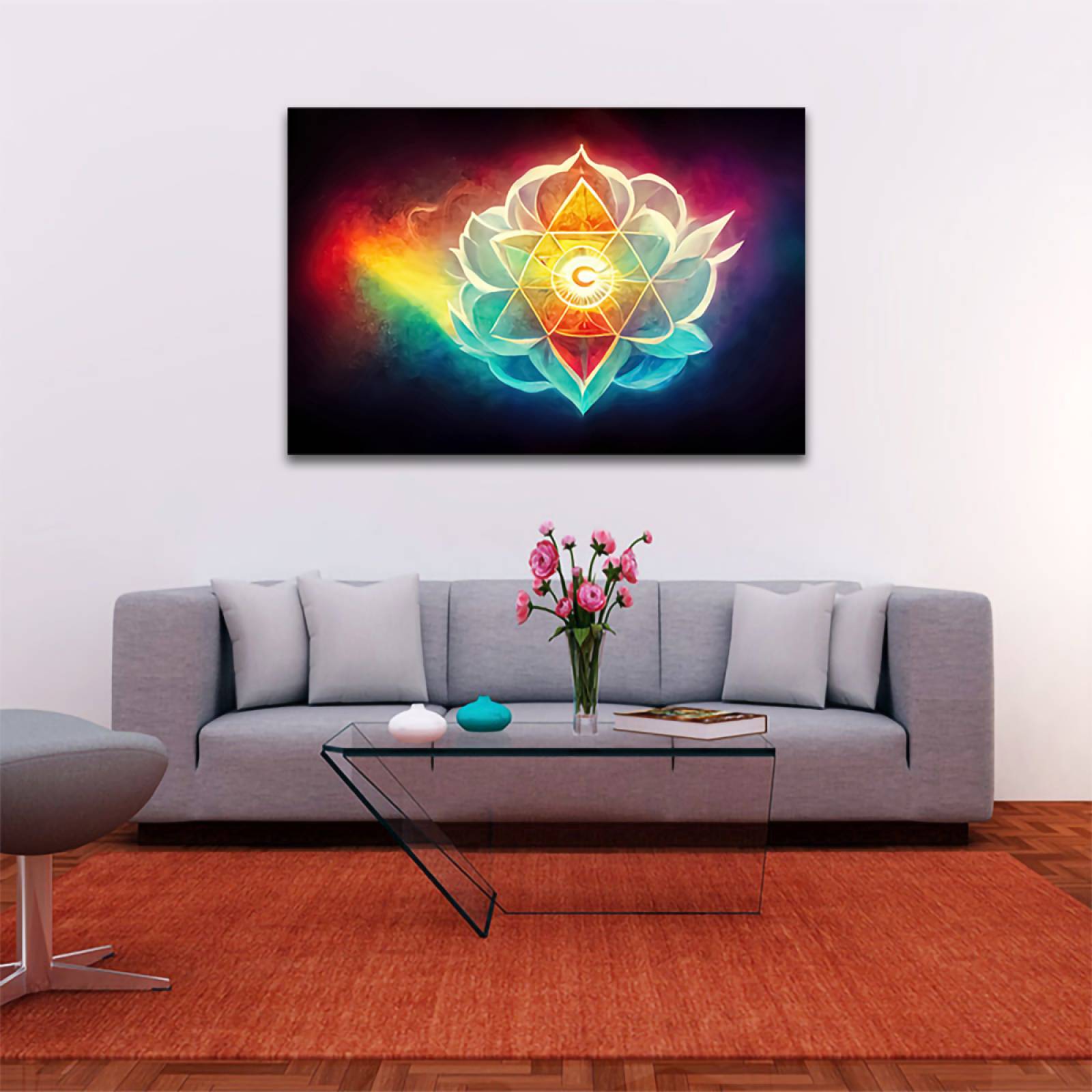 Cuadro Decorativo Holistico Mandala y Chkras 90 X 60.
