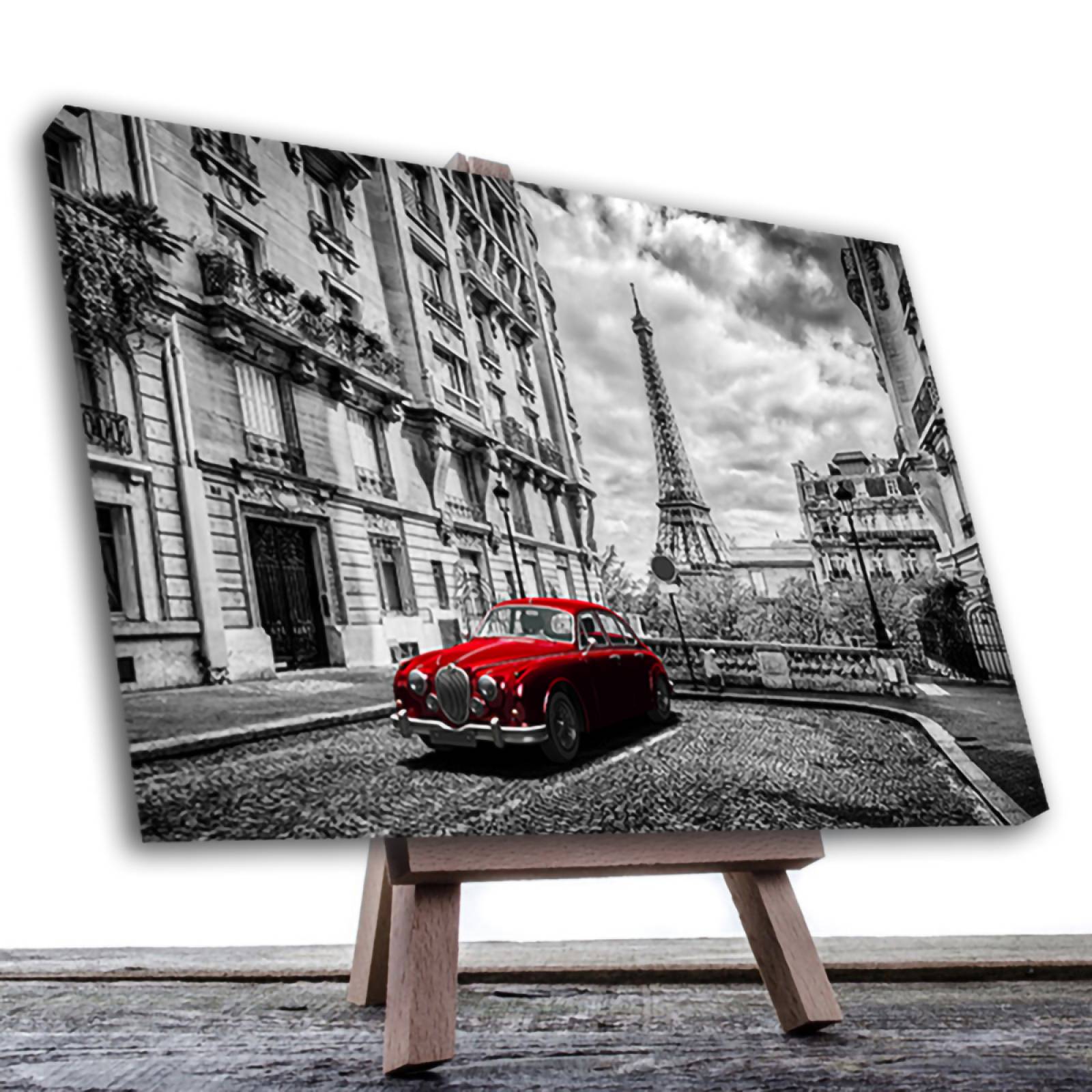 Cuadro Decorativo París Blanco Y Negro Con Vivos Rojos #5 120 X 80.