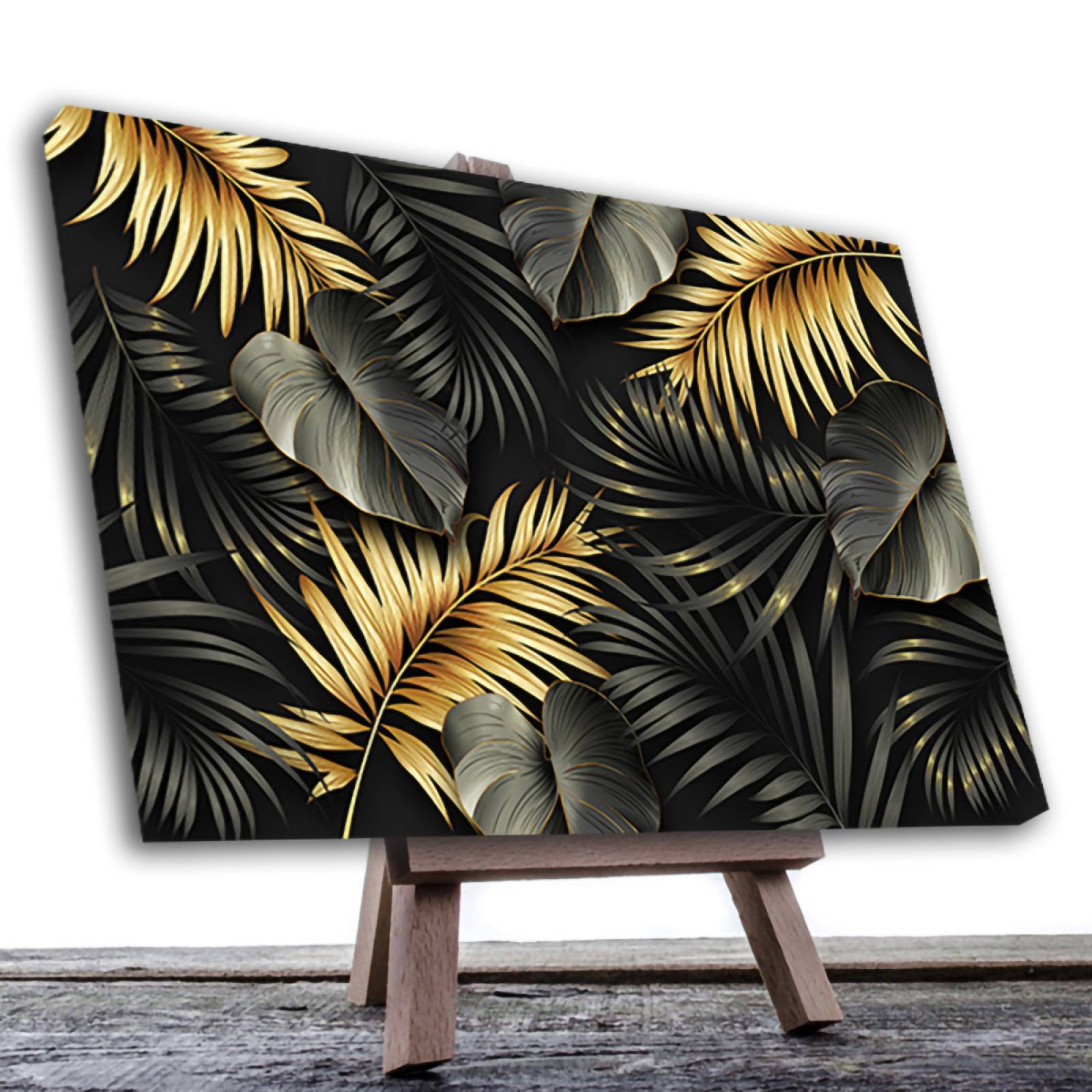 Cuadro Decorativo Hojas Dorados Moderno # 59 120 X 80.