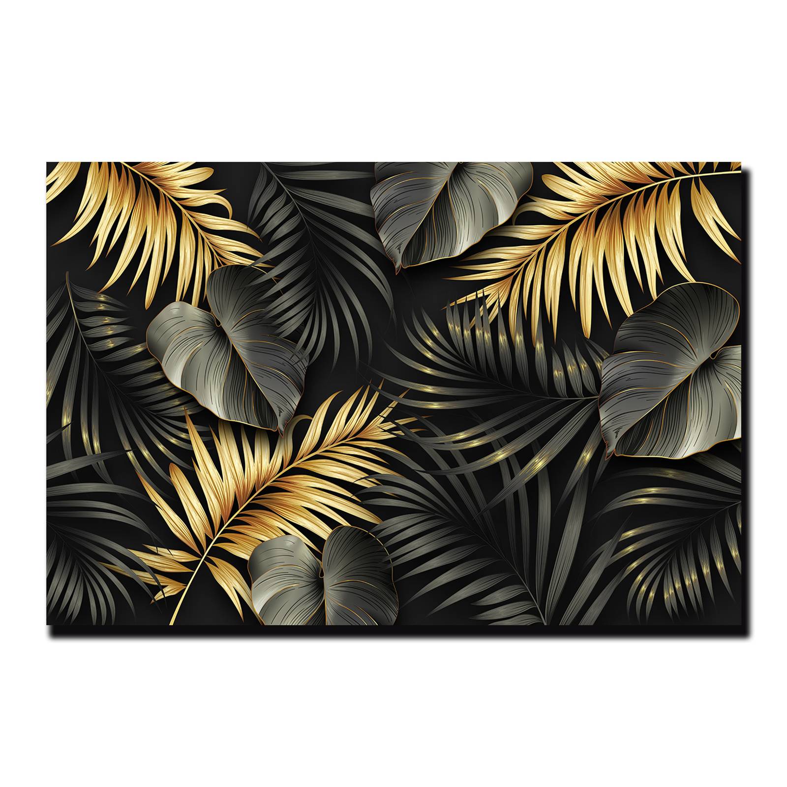 Cuadro Decorativo Hojas Dorados Moderno # 59 120 X 80.