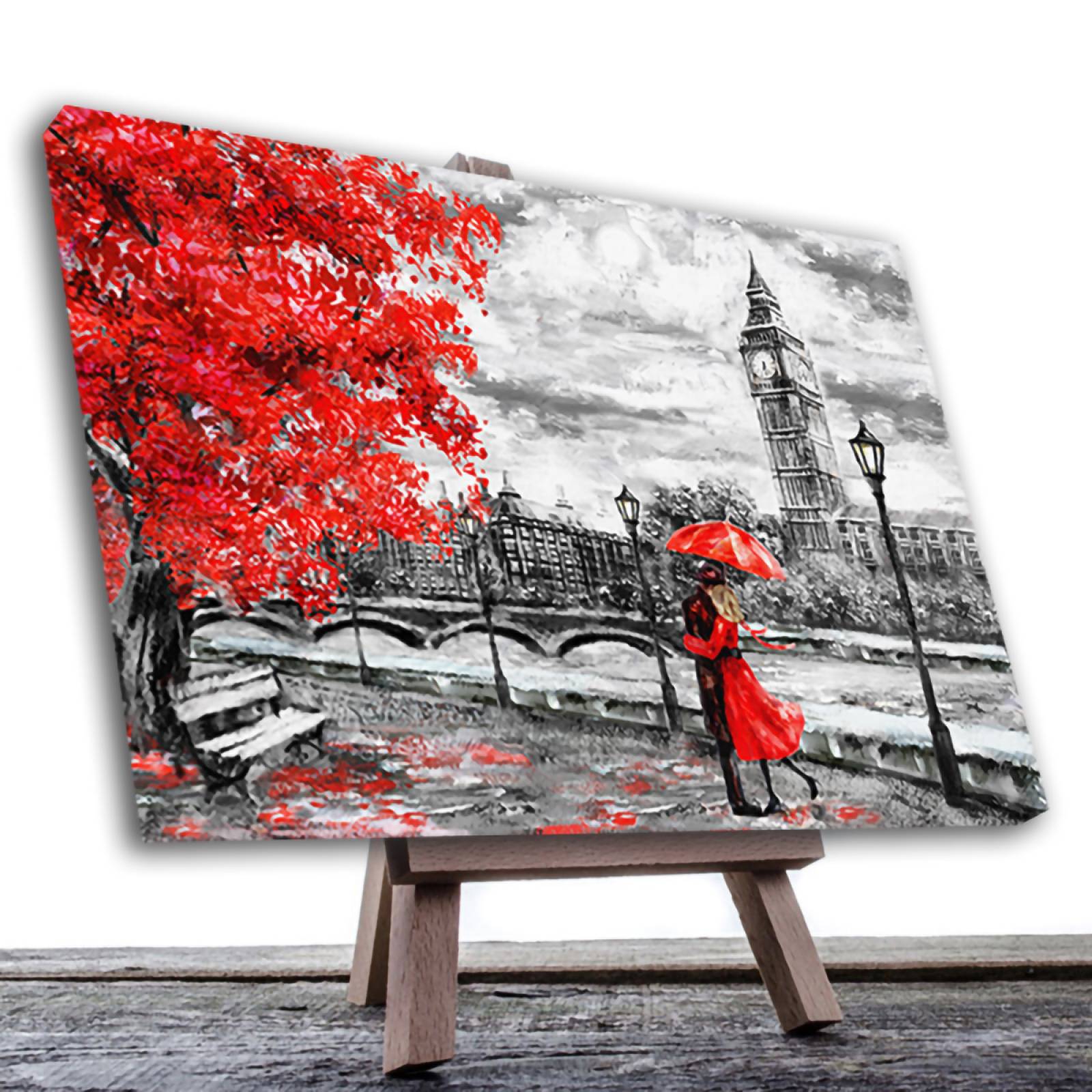 Cuadro Decorativo Pareja Blanco Y Negro Con Vivos Rojos #13 45 X 30