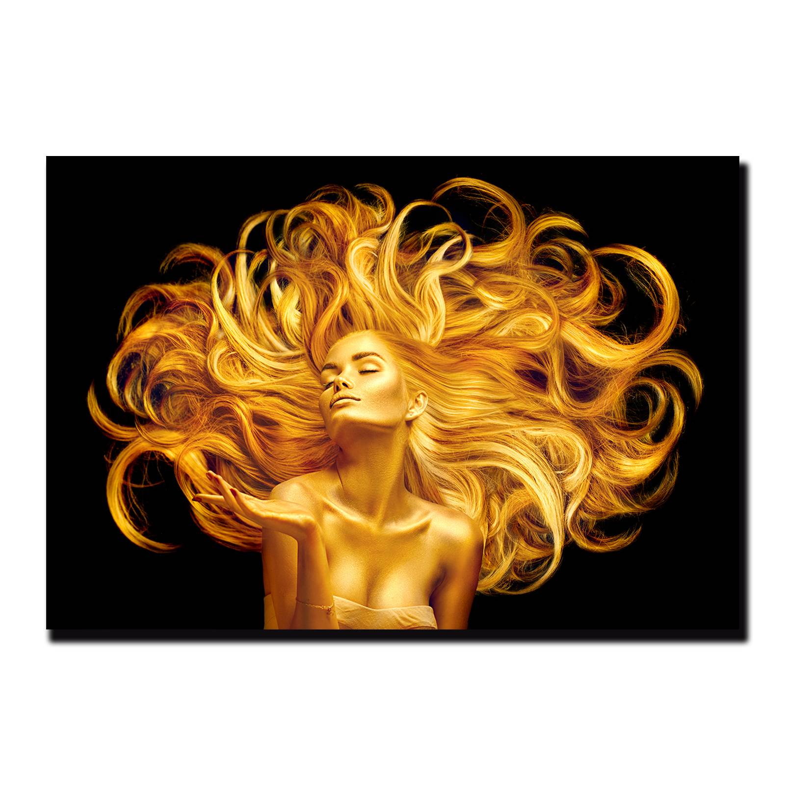 Cuadro Decorativo Mujer en Dorado Moderno # 38 45 X 30