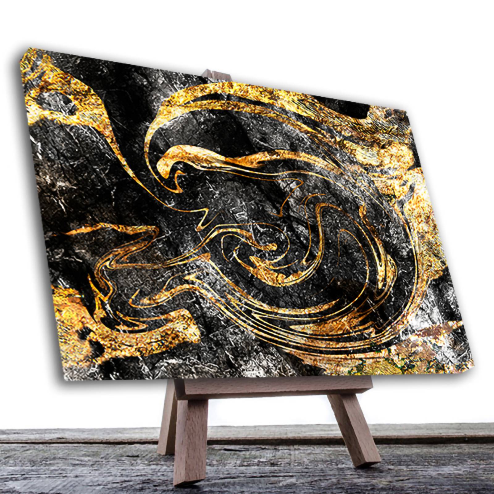 Cuadro de metal y madera dorado/negro, 180 x 6 x 60 cm