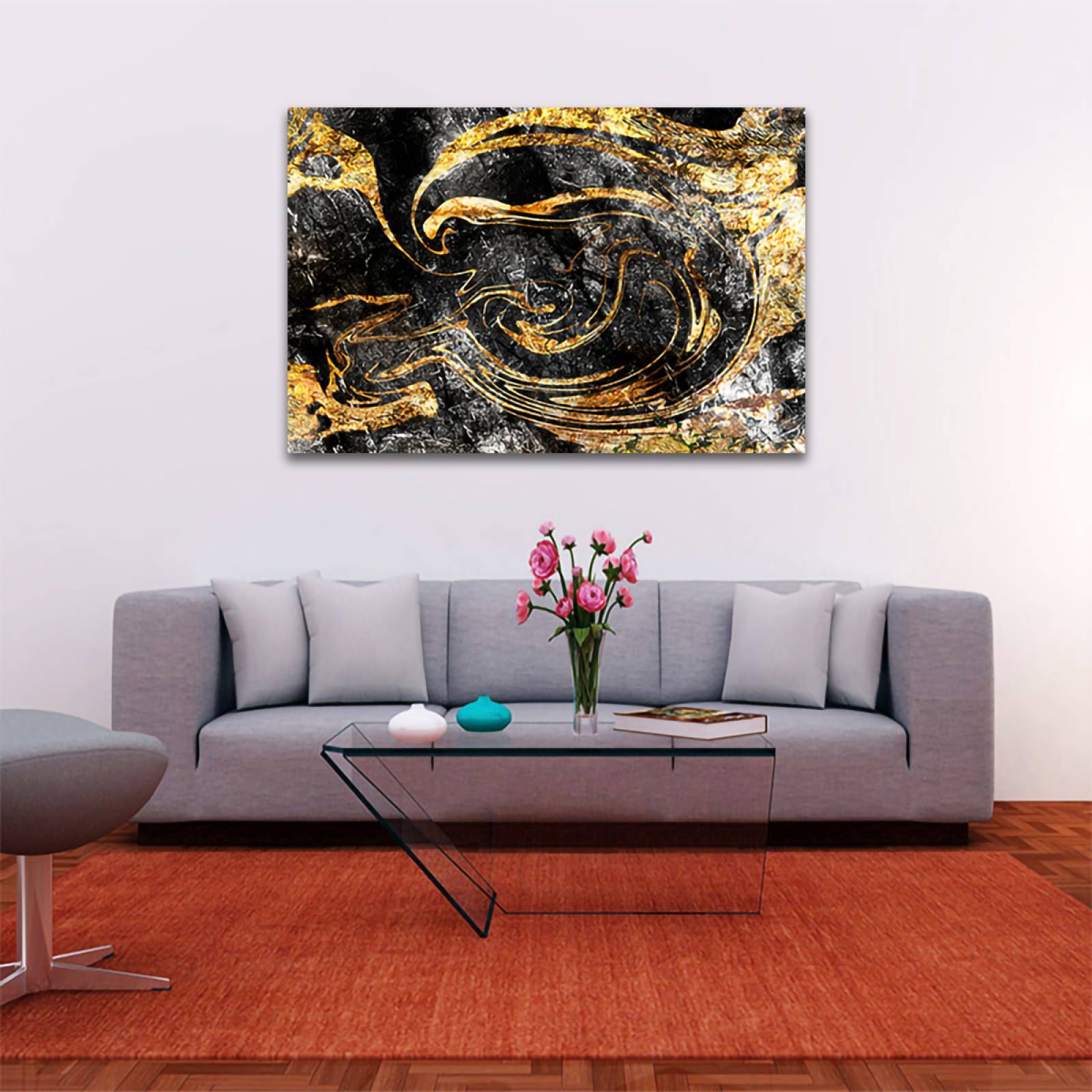 Cuadro Decorativo Negro y Dorado Moderno # 80 45 X 30