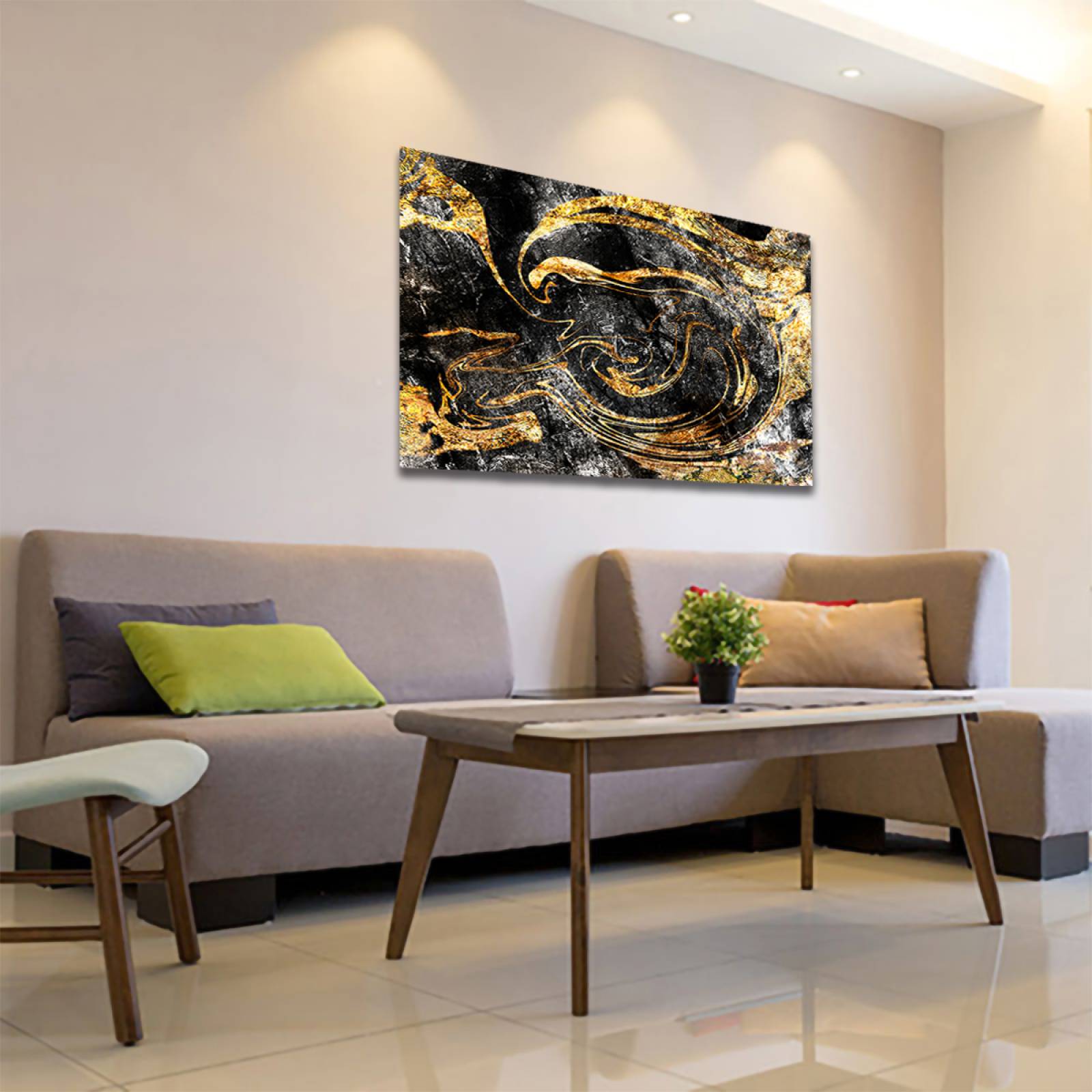 Cuadro Decorativo Negro y Dorado Moderno # 80 45 X 30