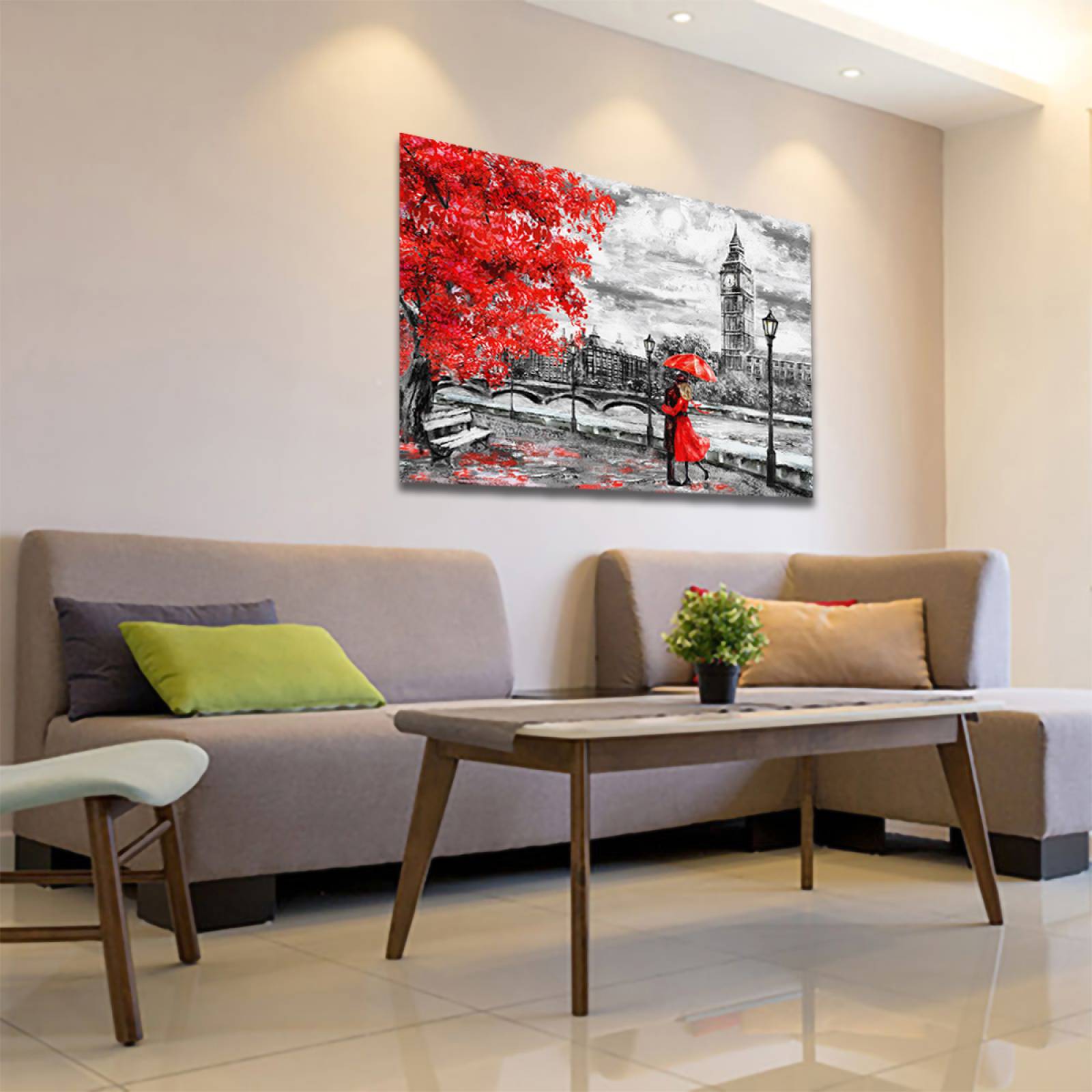 Cuadro Decorativo Pareja Blanco Y Negro Con Vivos Rojos #13 135 X 90.