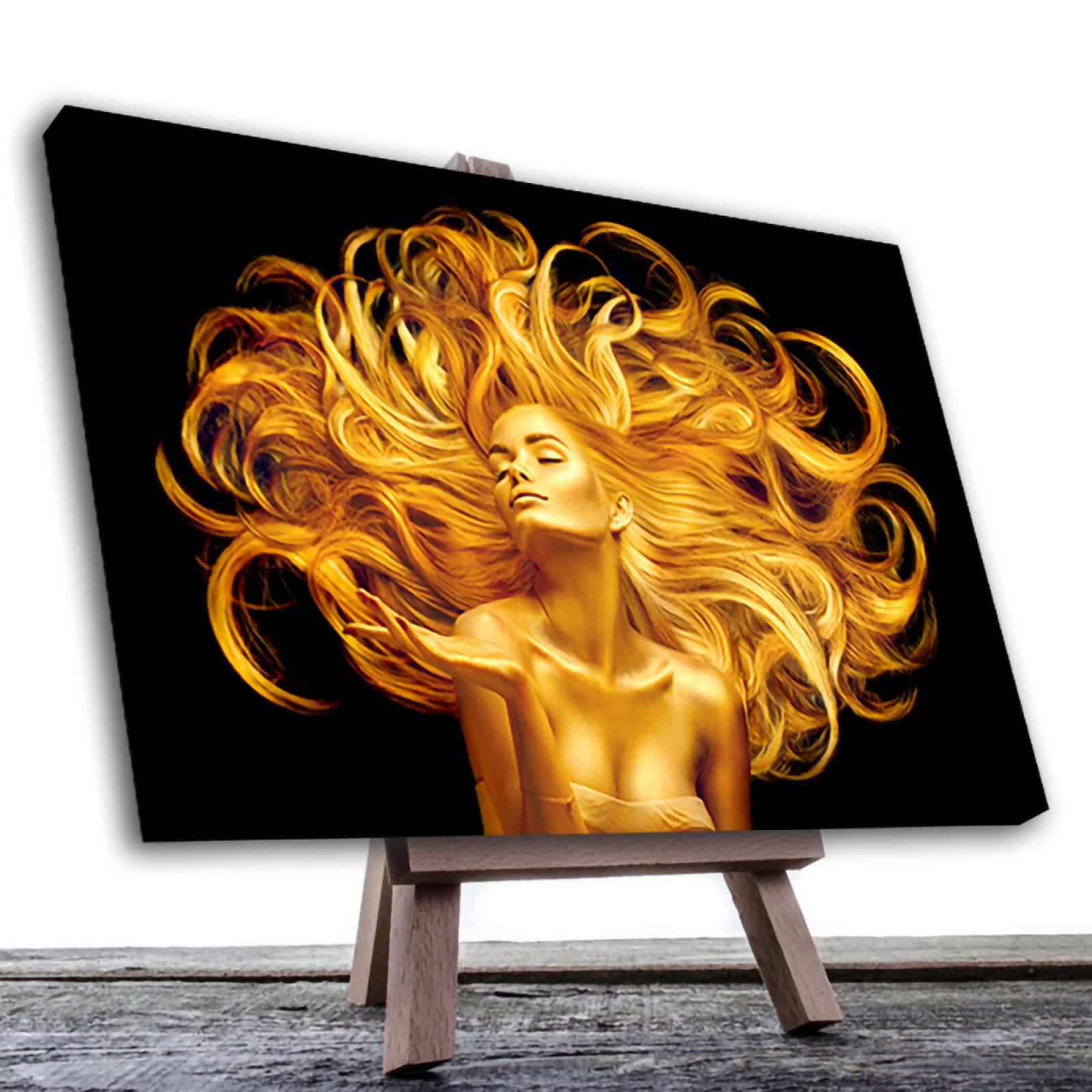 Cuadro Decorativo Mujer en Dorado Moderno # 38 135 X 90.