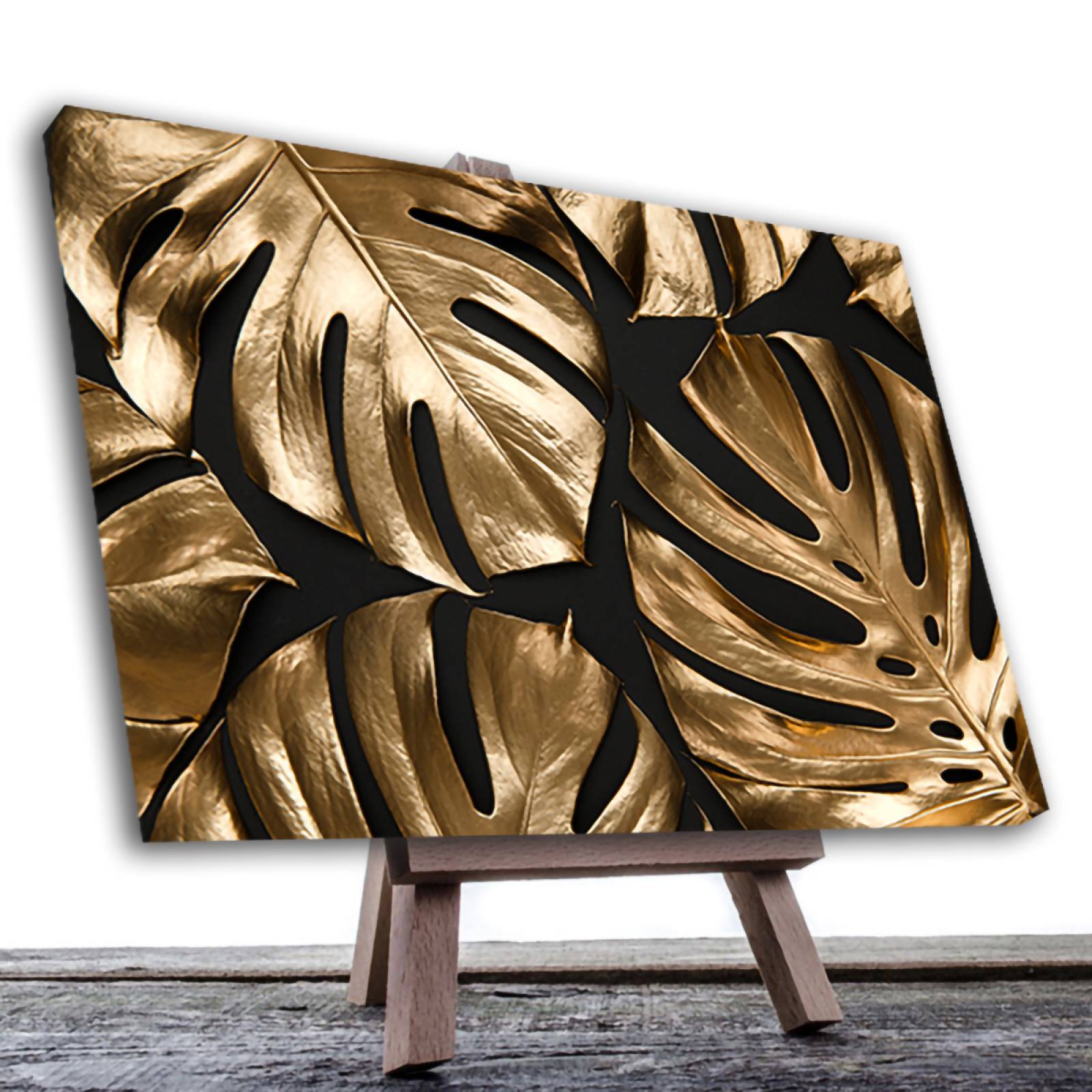 Cuadro Decorativo Hojas Dorados Moderno # 52 135 X 90.