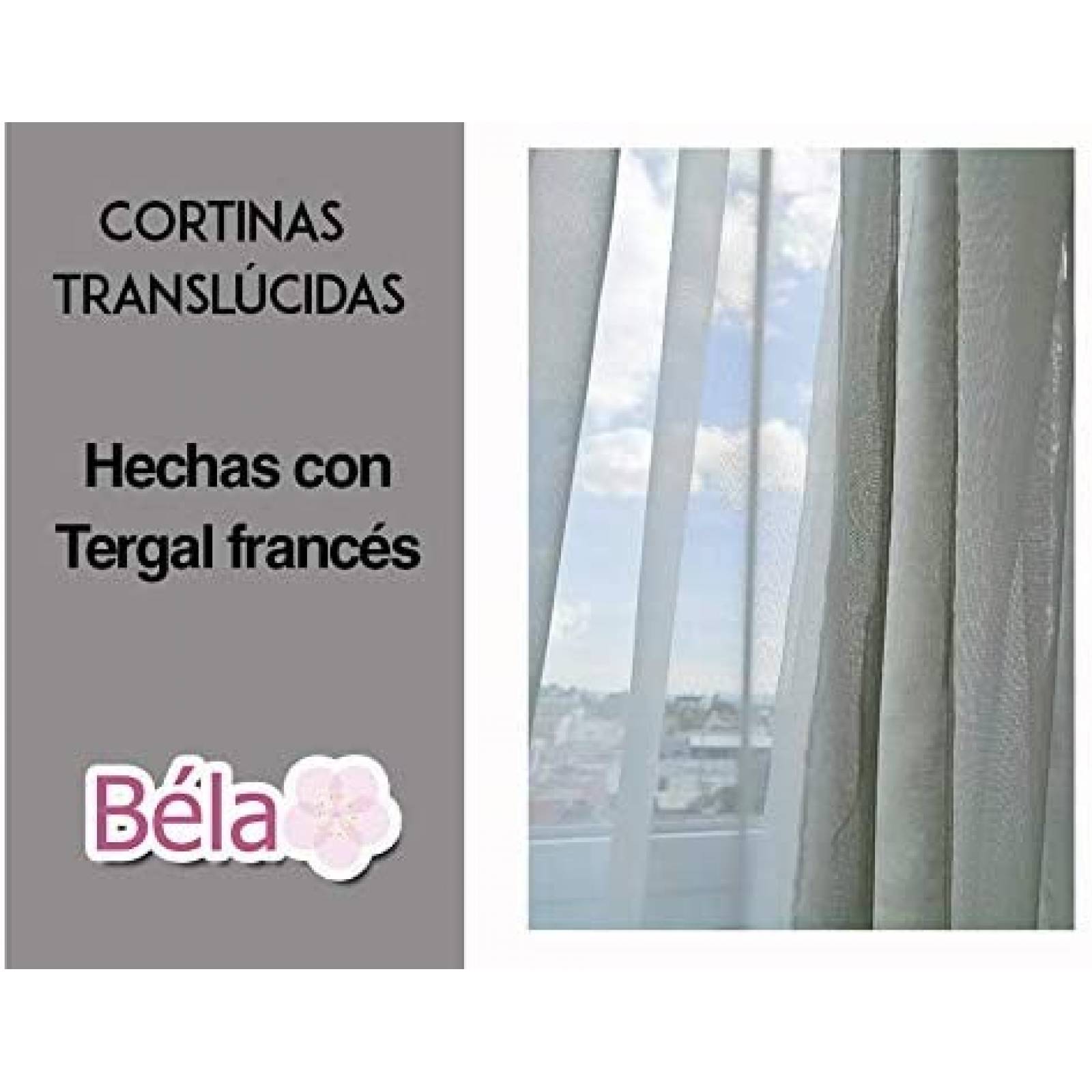 Bela Set de 2 Cortinas Translucidas 2.30 Alto X 1.40m Ancho C/u