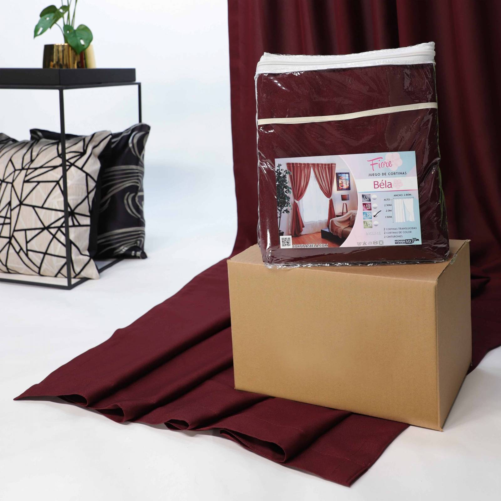 Bela Juego de Cortinas 4 Piezas Fiore 230 Alto x 280 Ancho (Azul Turquesa)