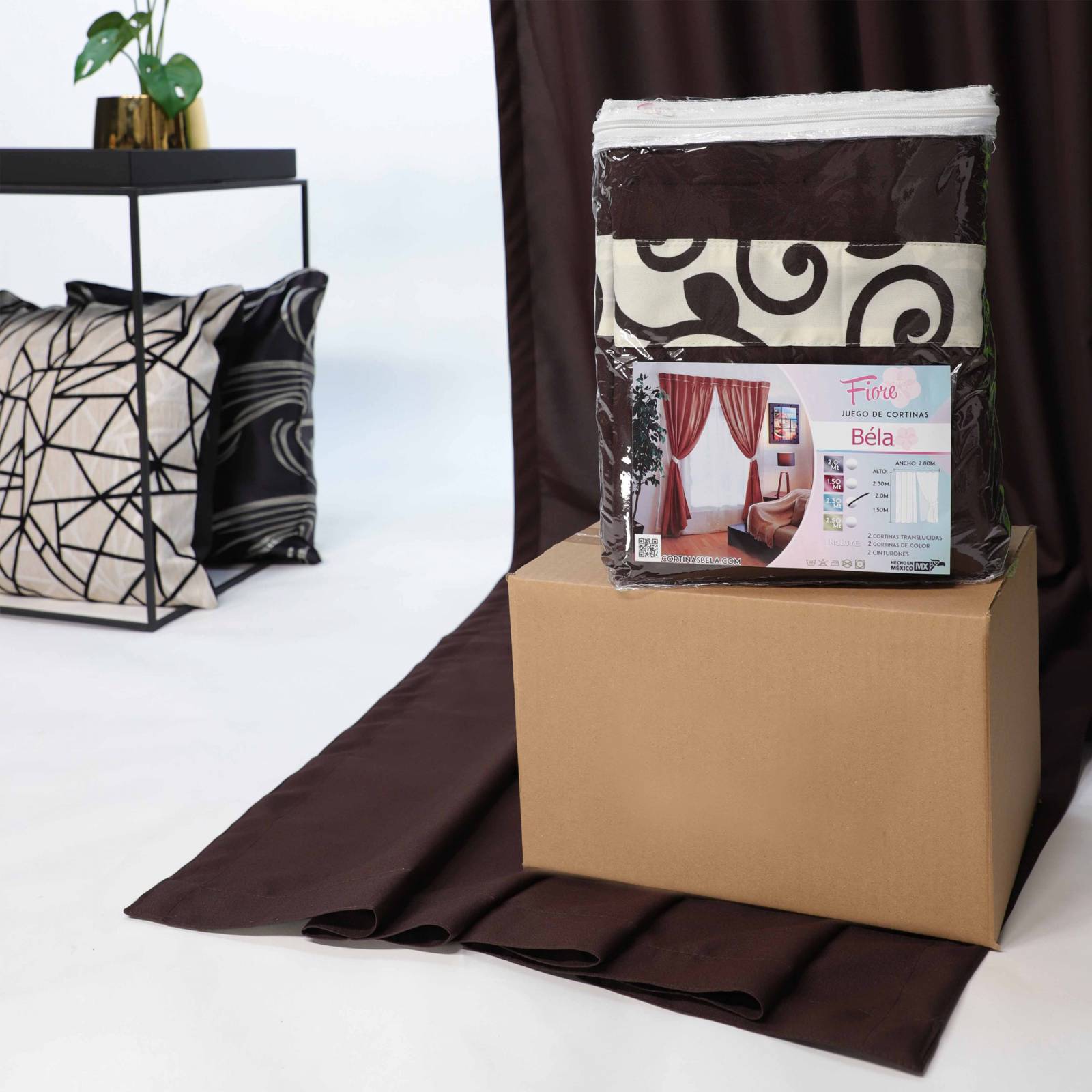 Bela Juego de Cortinas 4 Piezas Fiore 230 Alto x 280 Ancho (Chocolate)