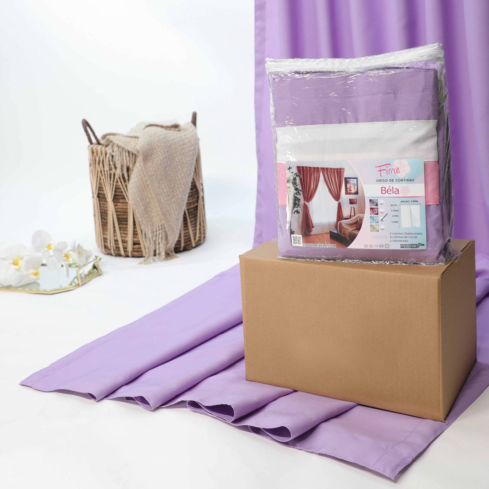 Bela Juego de Cortinas 4 Piezas Fiore 2m Alto x 280 Ancho (Lila)