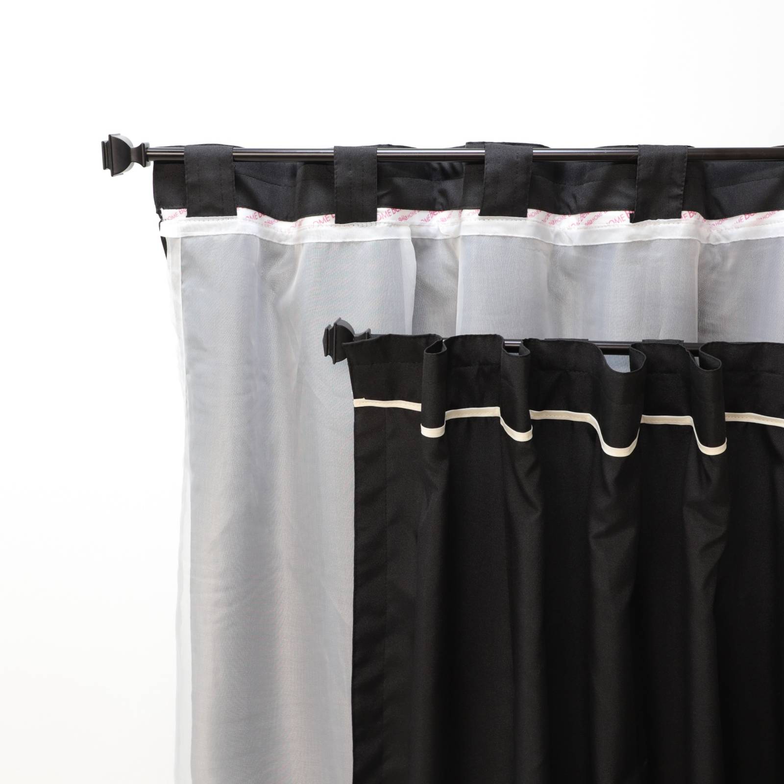 Bela Juego de Cortinas 4 Piezas Fiore 2m Alto x 280 Ancho (Negro)