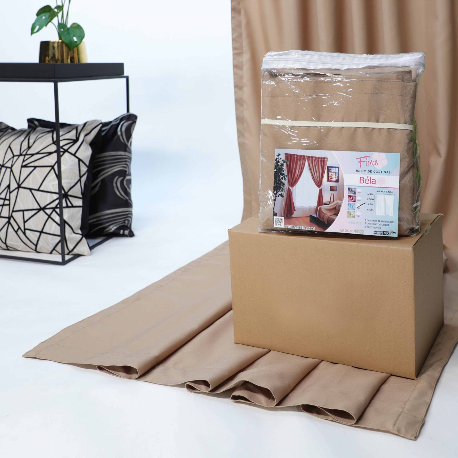 Bela Juego de Cortinas 4 Piezas Fiore 1.50 m Alto x 280 Ancho (Arena)