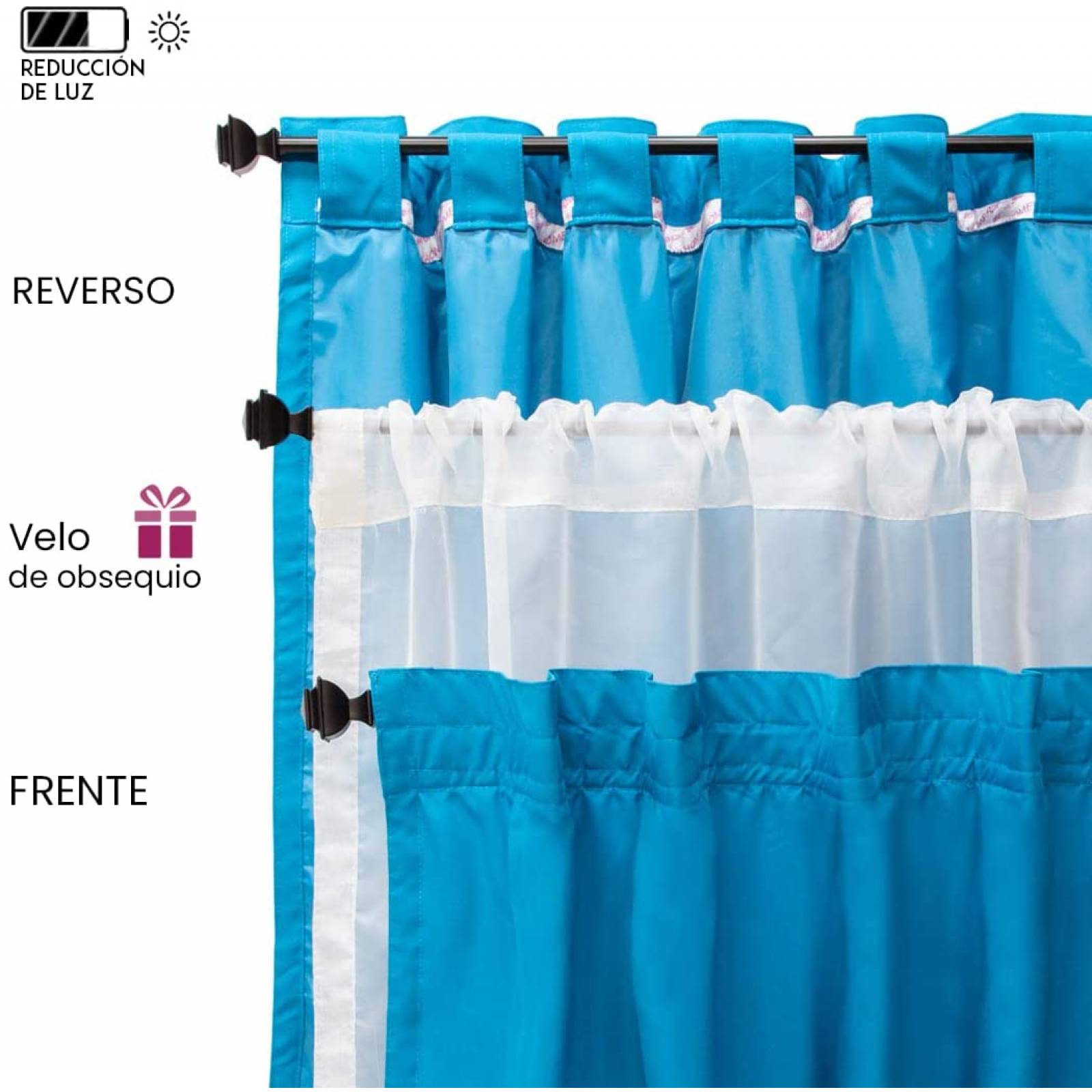 Cortinas Béla Infantil Niña Doble Tela+1 Velo 2.30alto X2.70