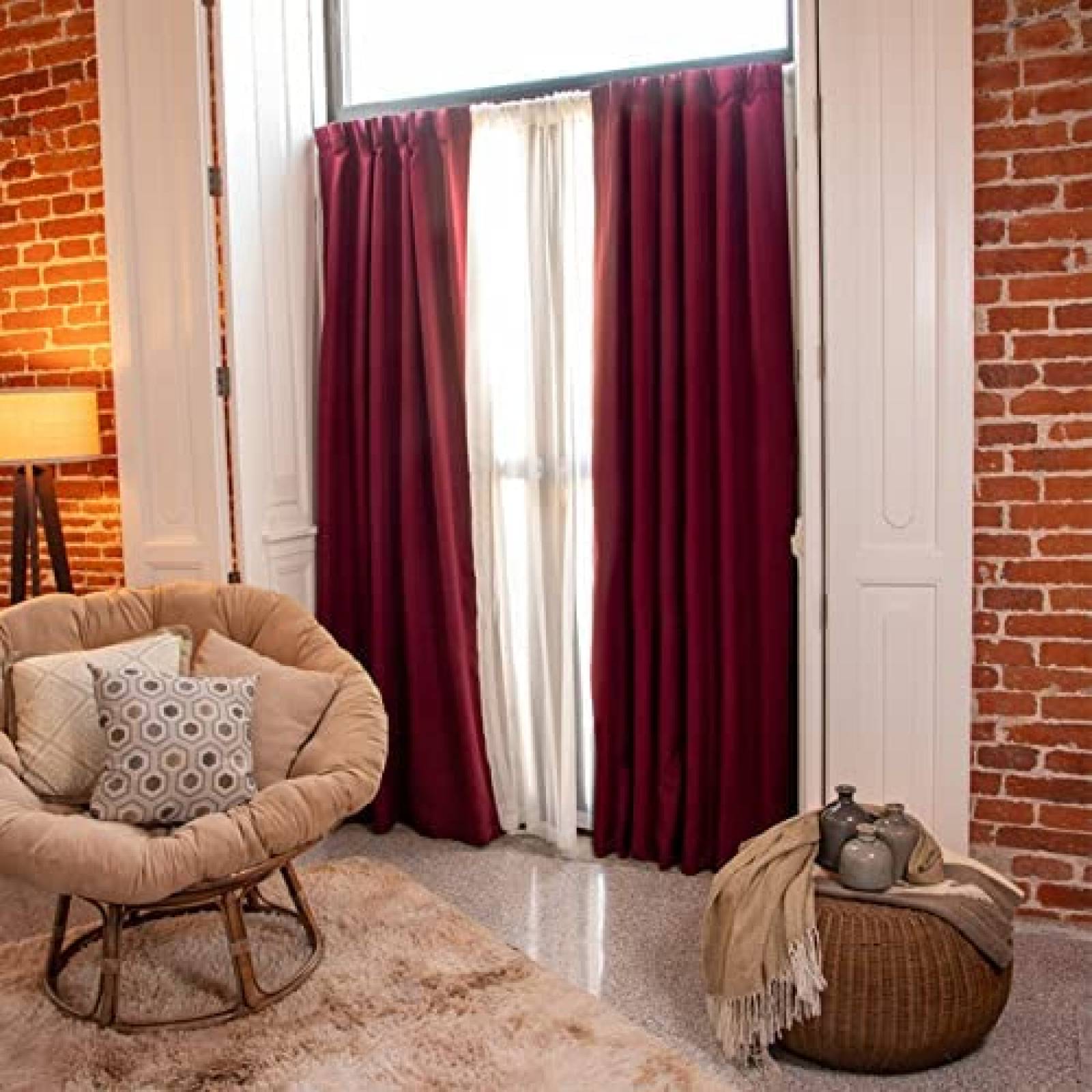 Bela Juego de 2 Cortinas Sienna Doble Tela + 1 Velo Gratis. Tamaño 2.30Alto X 2.80Ancho (Vino)