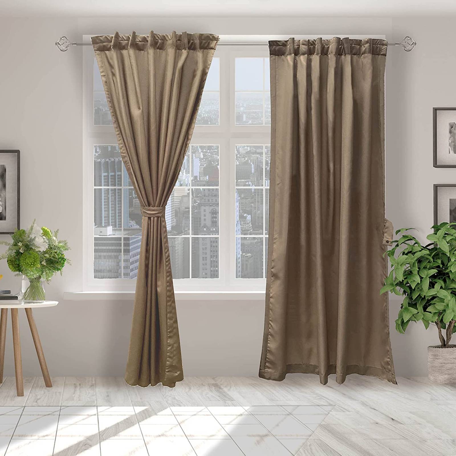 BÉLA Juego Cortinas Aura 1.80m Alto x 2.70m Ancho Color Arena