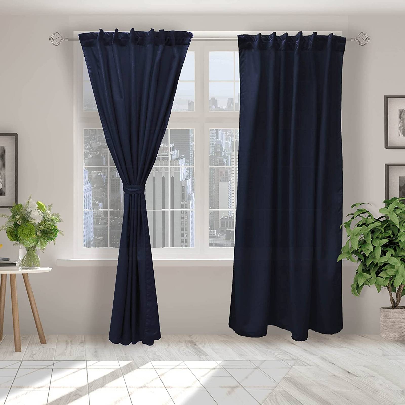 BÉLA Juego Cortinas Aura 1.80m Alto x 2.70m Ancho Color Azul Marino
