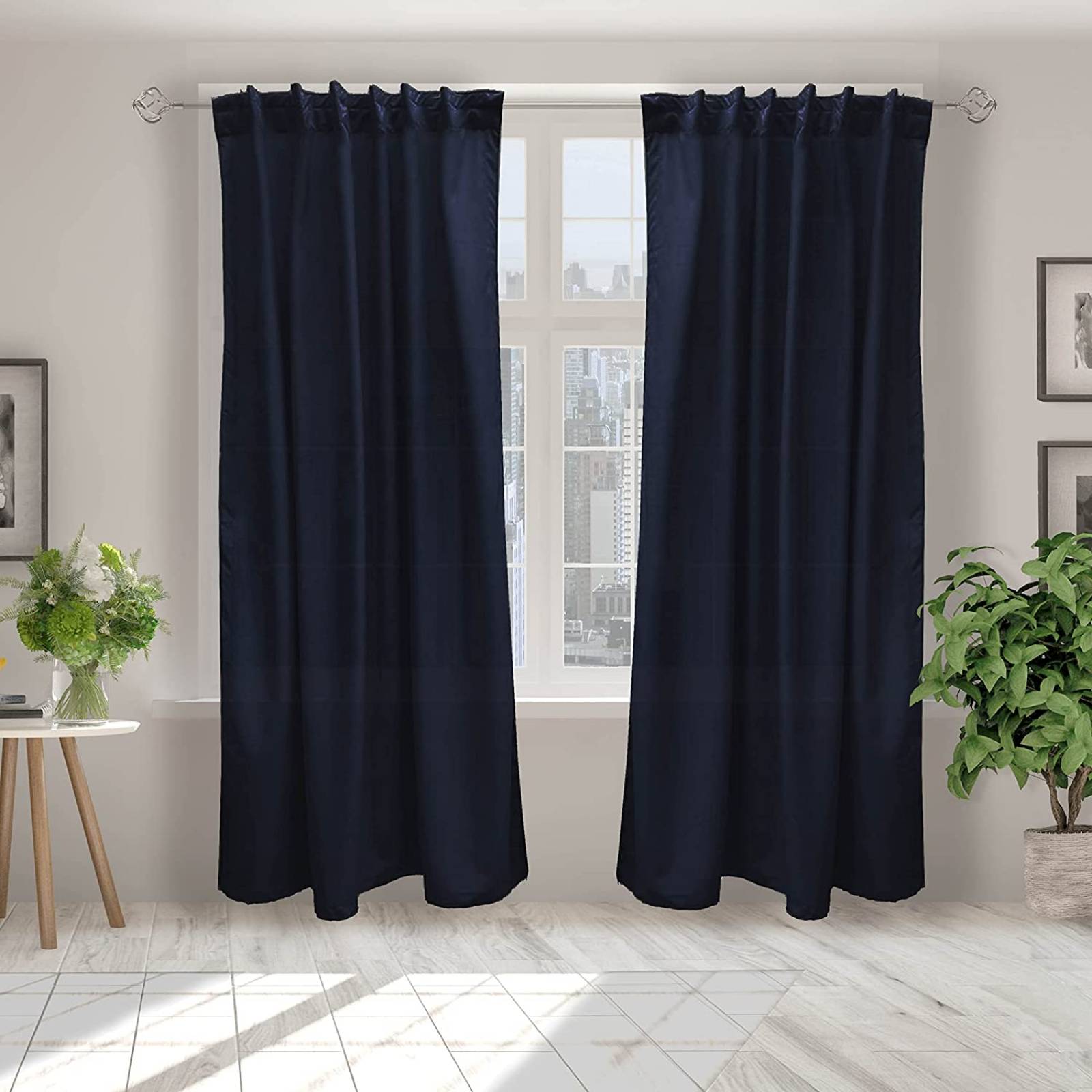 BÉLA Juego Cortinas Aura 1.80m Alto x 2.70m Ancho Color Azul Marino