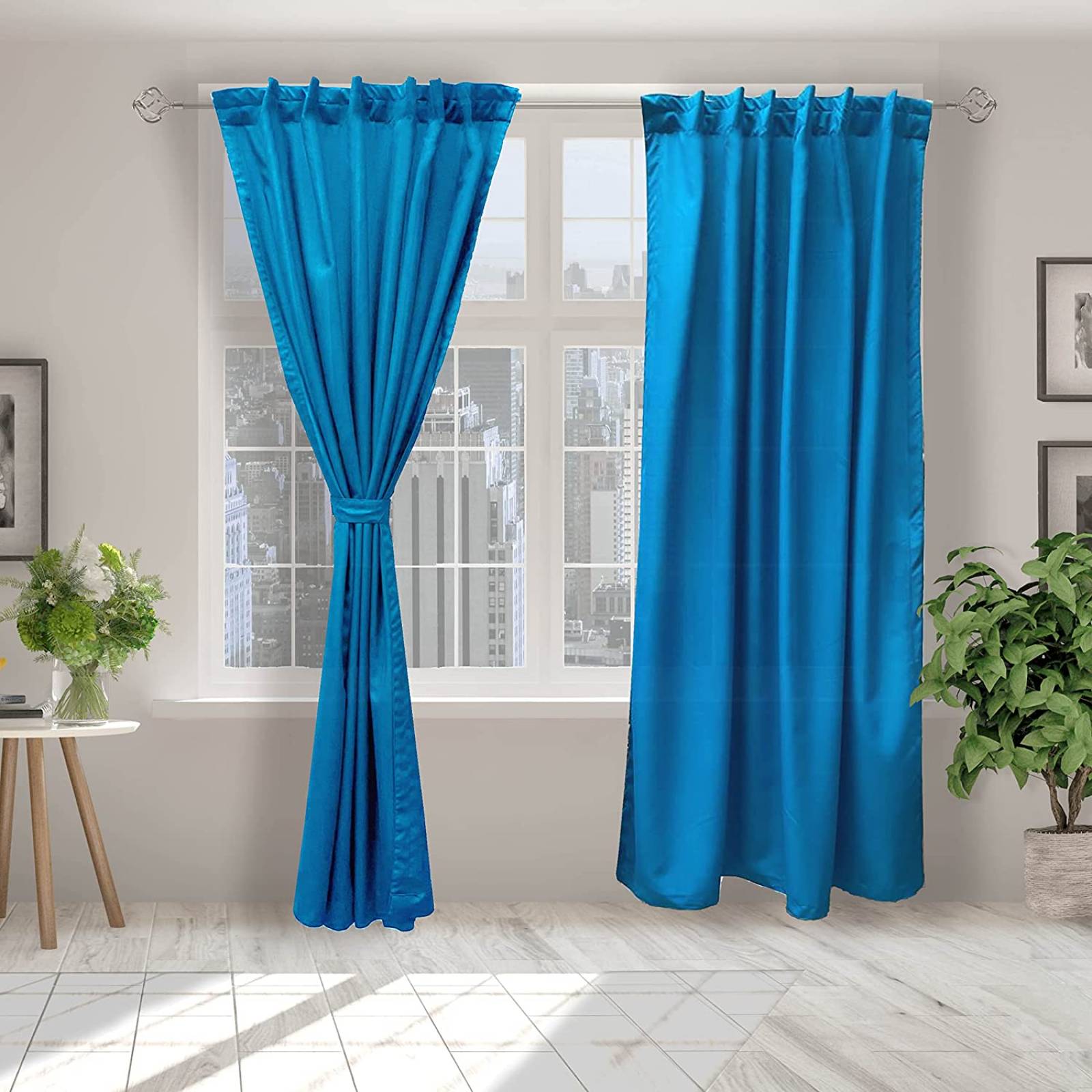 BÉLA Juego Cortinas Aura 1.80m Alto x 2.70m Ancho Color Azul Turquesa