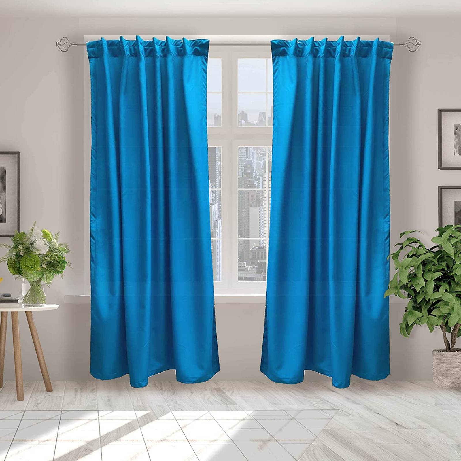 BÉLA Juego Cortinas Aura 1.80m Alto x 2.70m Ancho Color Azul Turquesa