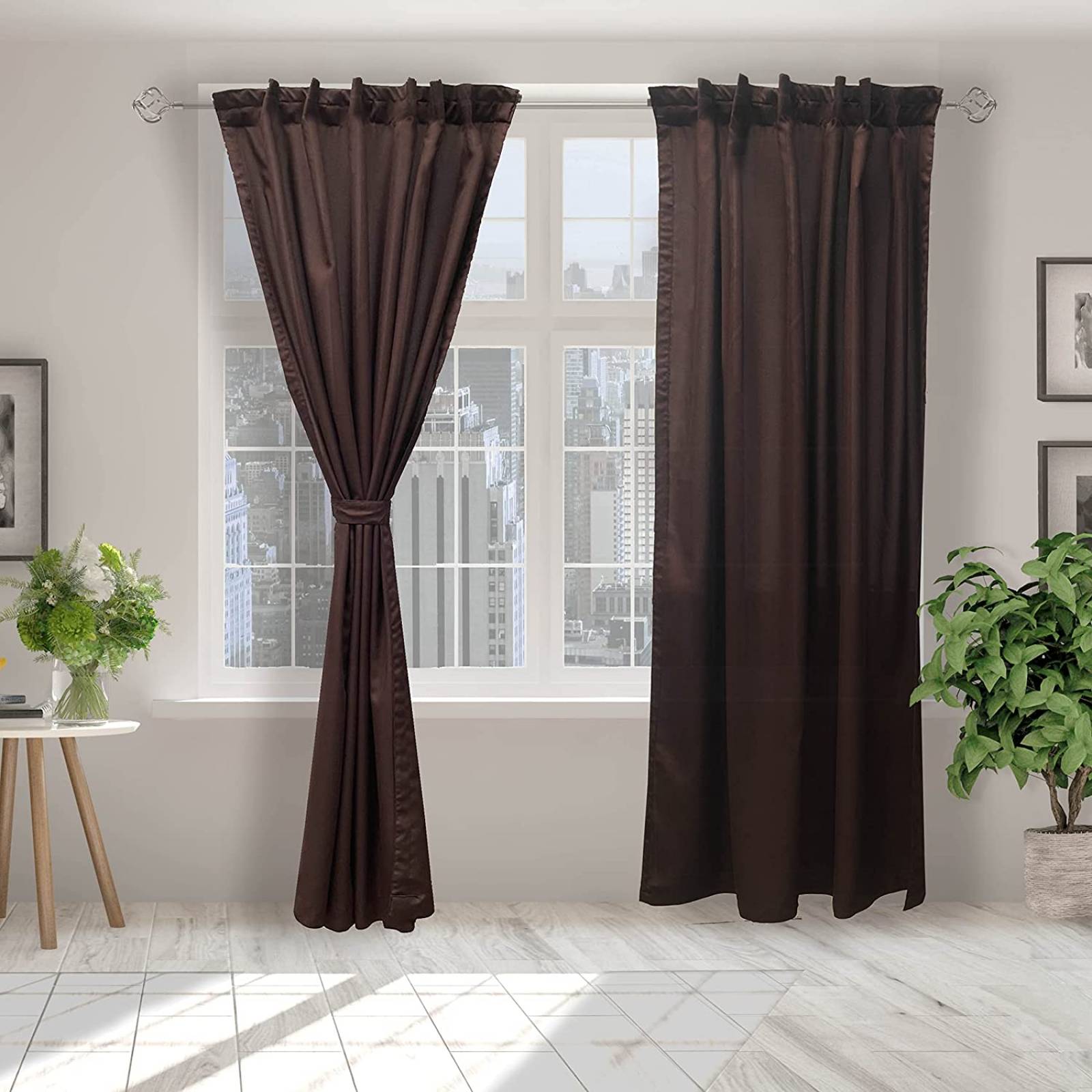 BÉLA Juego Cortinas Aura 1.80m Alto x 2.70m Ancho Color Chocolate