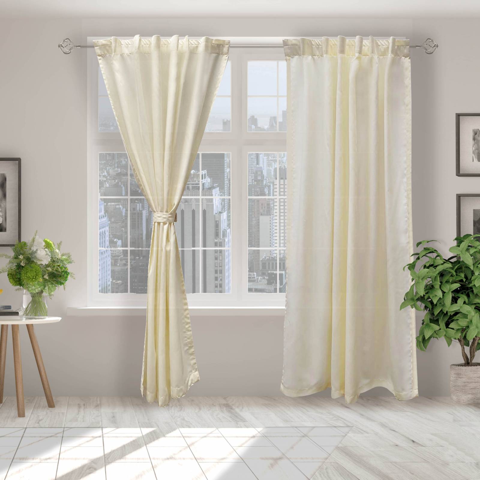 BÉLA Juego Cortinas Aura 1.80m Alto x 2.70m Ancho Color Marfil