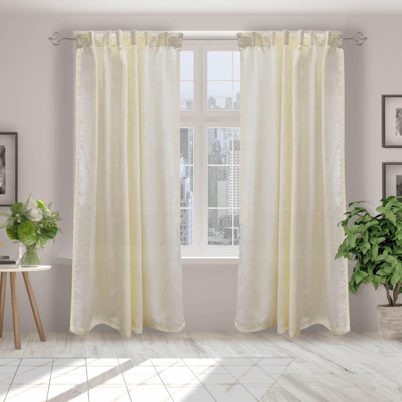 BÉLA Juego Cortinas Aura 1.80m Alto x 2.70m Ancho Color Marfil