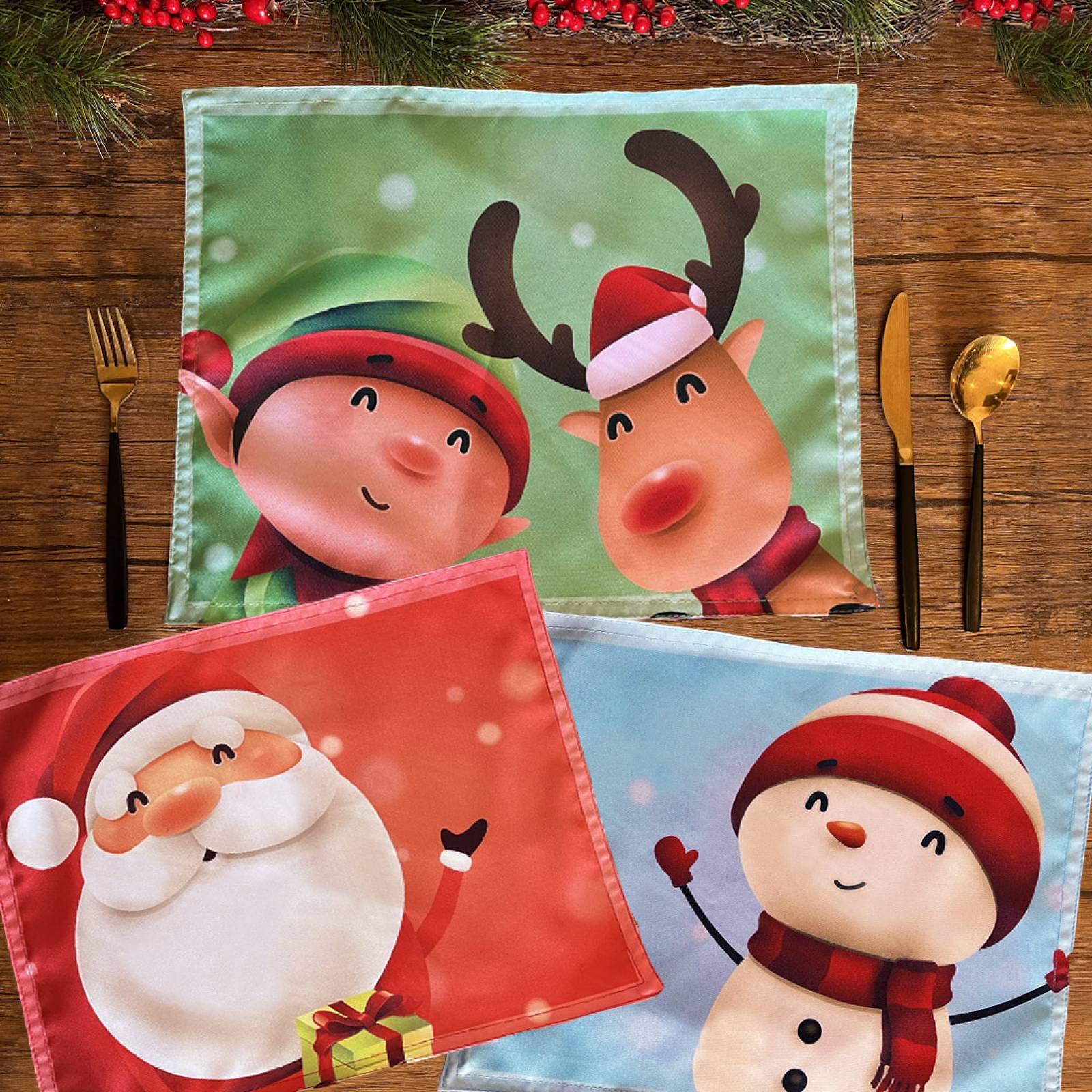 Set De 6 Individuales Béla Navideños 45cm X 35cm Santa Claus