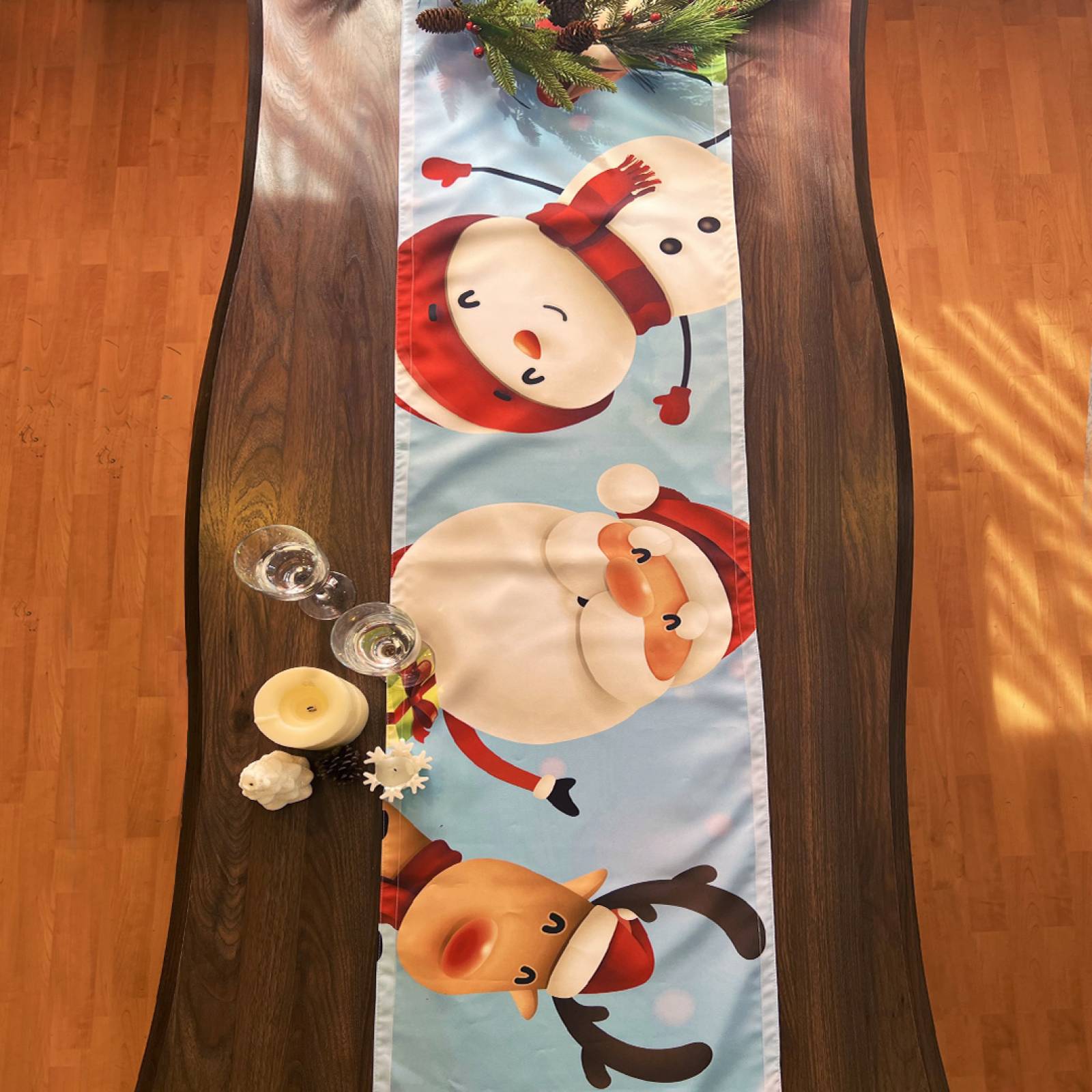 Camino De Mesa Béla Navideño 2.40m Largo X 40cm (6 Sillas) Santa Claus