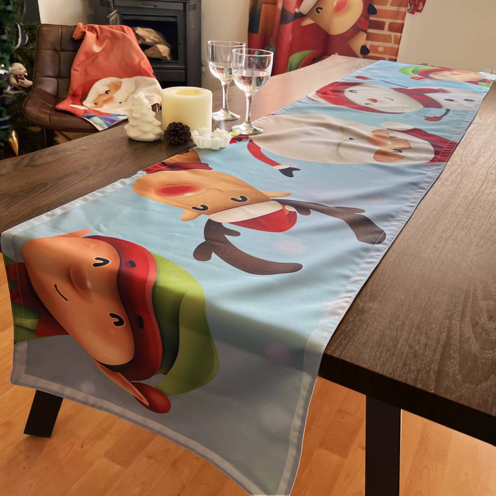 Camino De Mesa Béla Navideño 2.40m Largo X 40cm (6 Sillas) Santa Claus