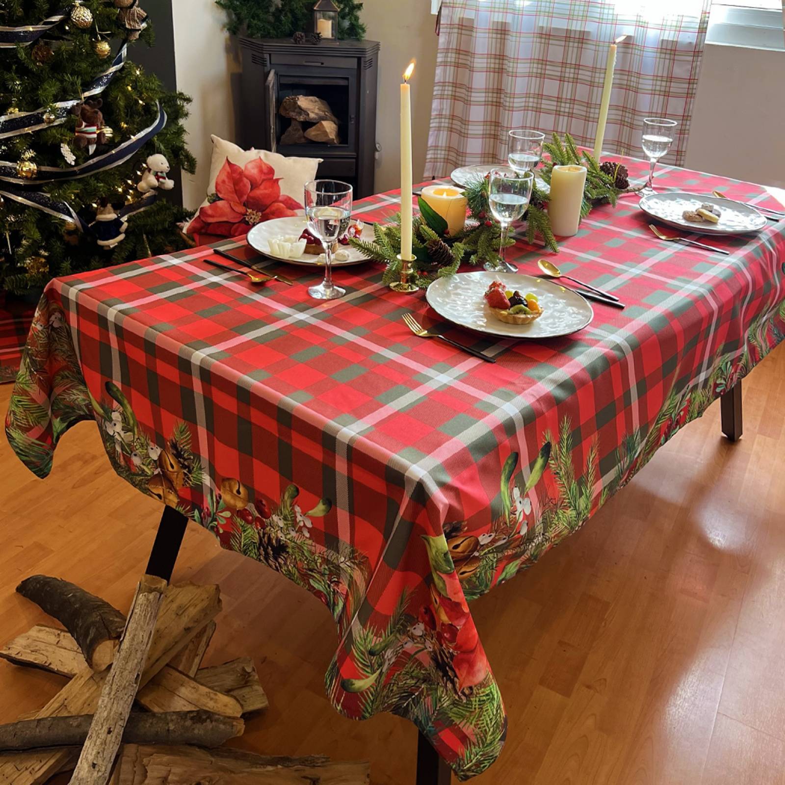 Mantel Béla Navideño 2.50m Largo X 1.45m Ancho (6 Sillas) Nochebuena
