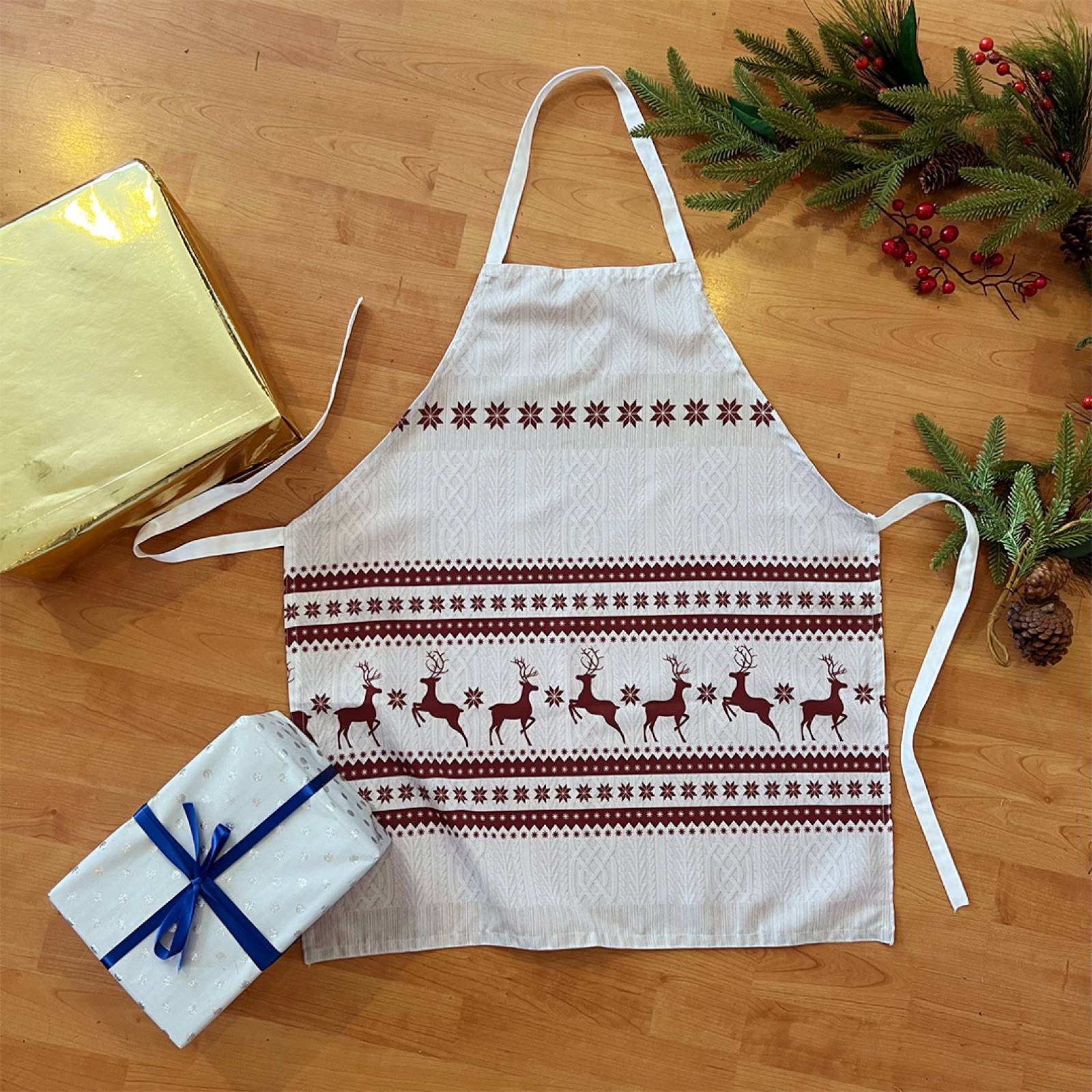 Set De 2 Mandiles Béla Navideños 55cm Largo X 70cm Ancho Renos