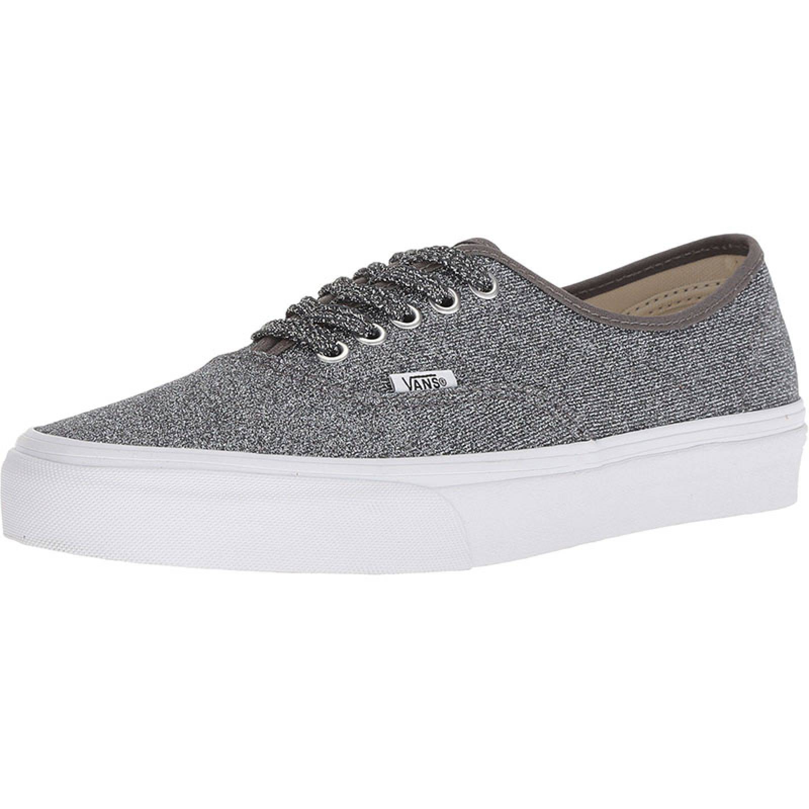 Tenis Vans Authentic Brillosos Plata Mujer