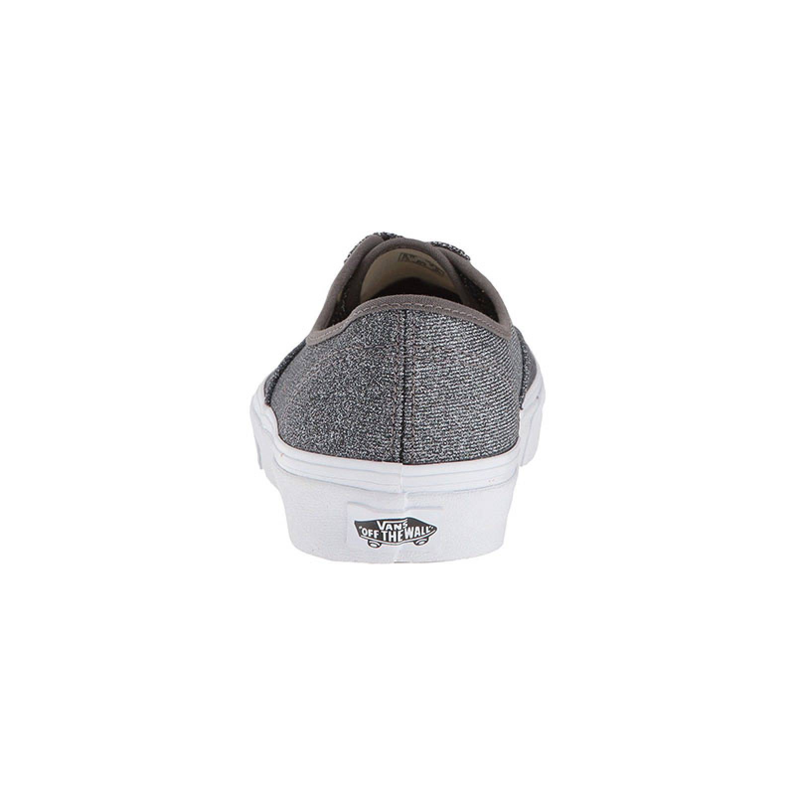 Tenis Vans Authentic Brillosos Plata Mujer