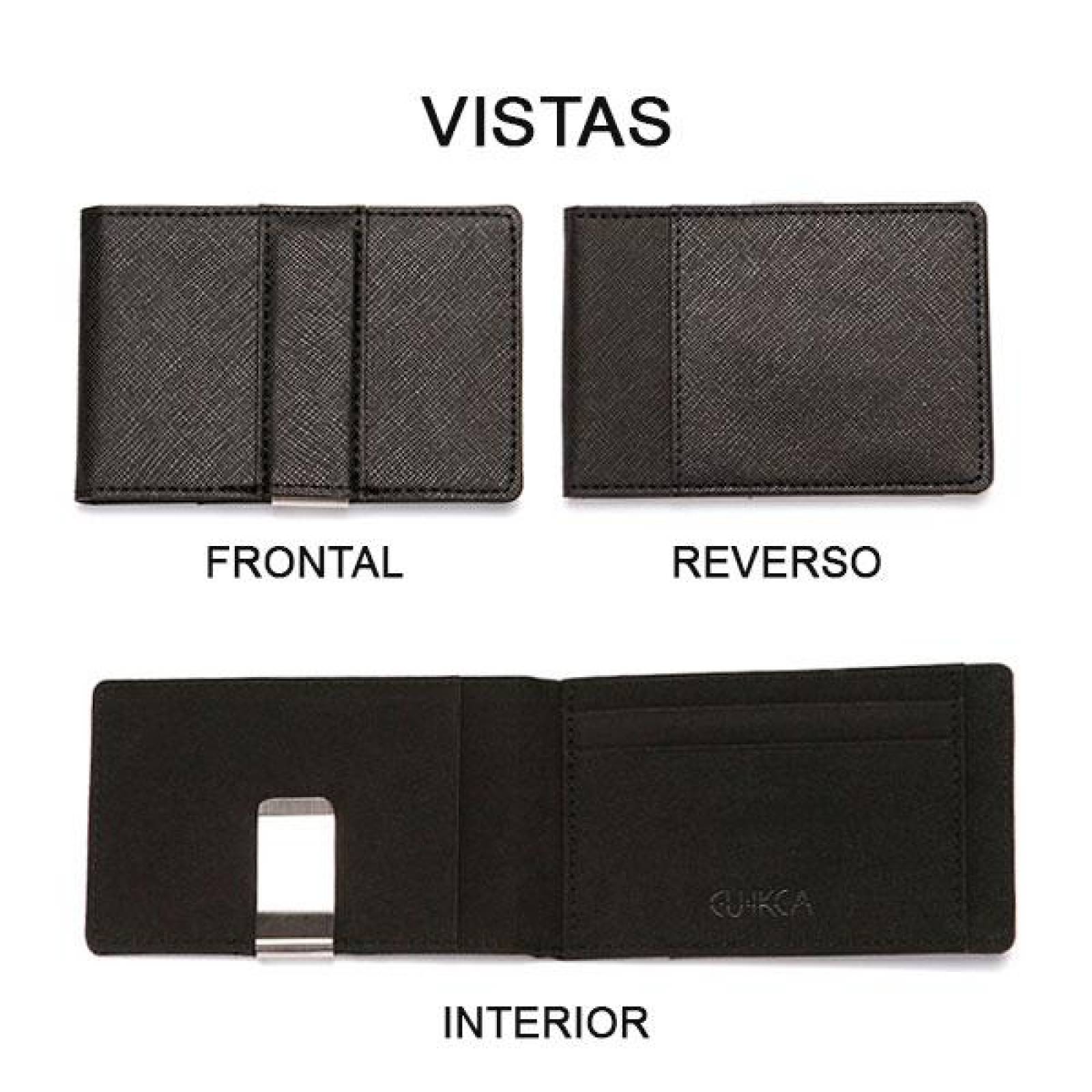 Cartera, Cuero sintético, Billetera, RFID, tipo Wallet o Tarjetero, Compacta, Negra 