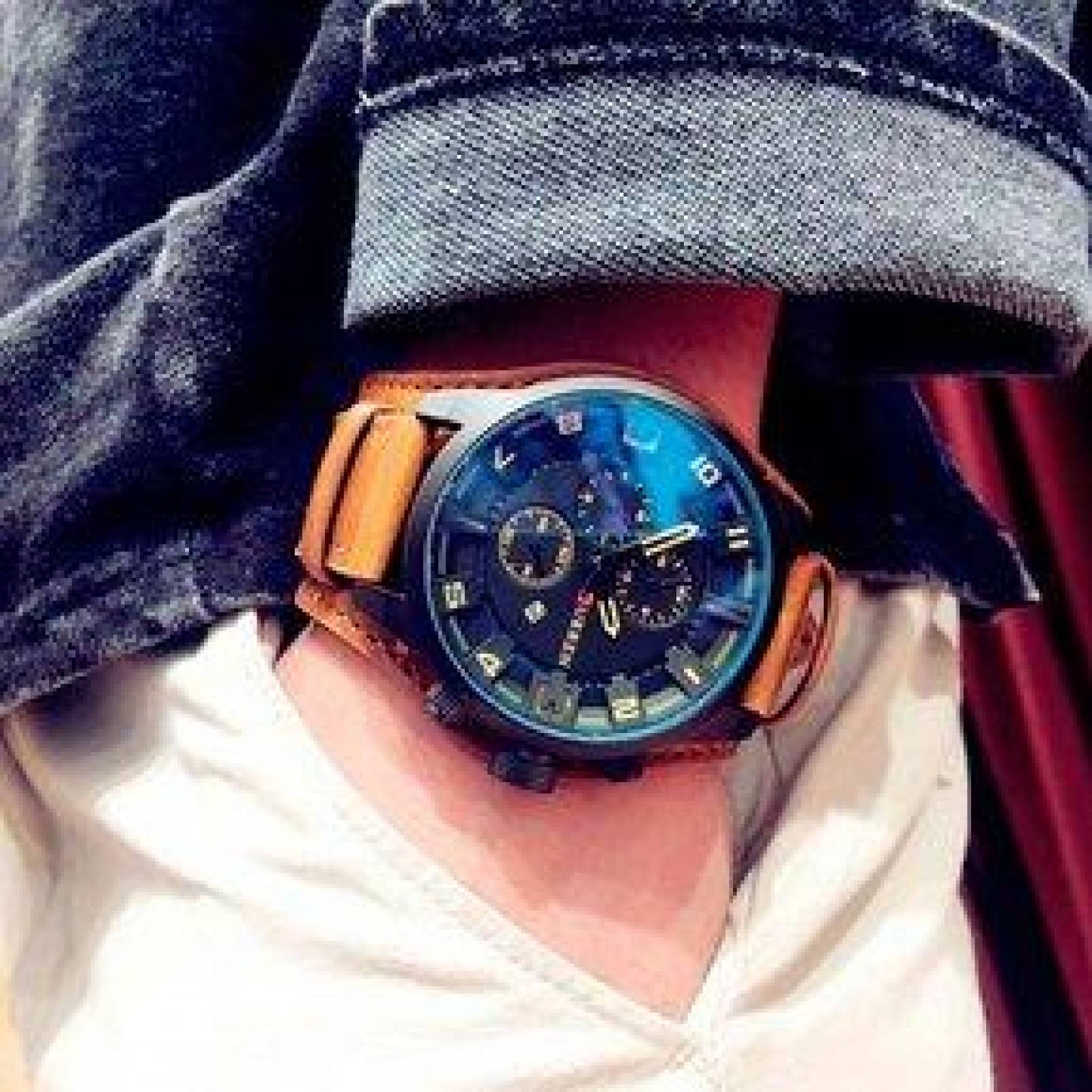 Reloj Curren para Hombre Con Fechador Correa de Cuero Ajustable 