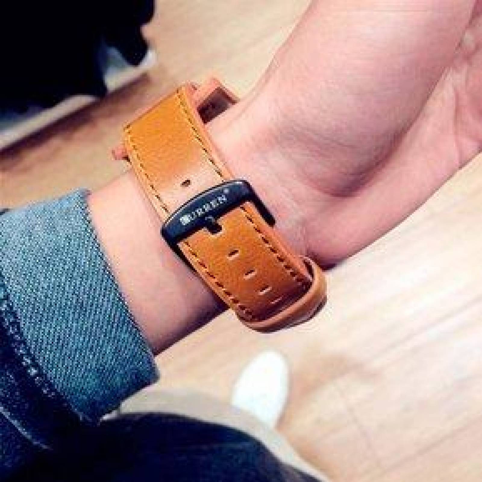 Reloj Curren para Hombre Con Fechador Correa de Cuero Ajustable 