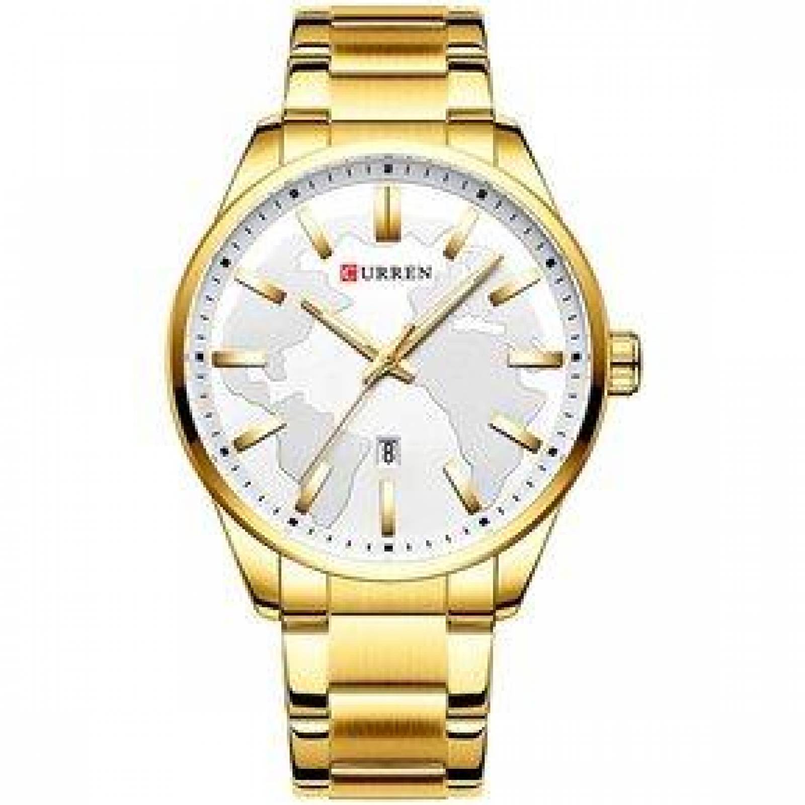 Reloj Curren para Hombre, Correa de Metal, Ajustable, Con Fechador 