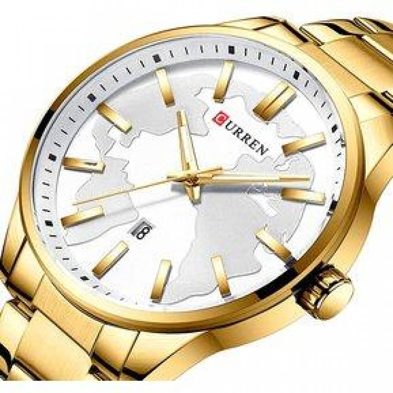 Reloj Curren para Hombre, Correa de Metal, Ajustable, Con Fechador 