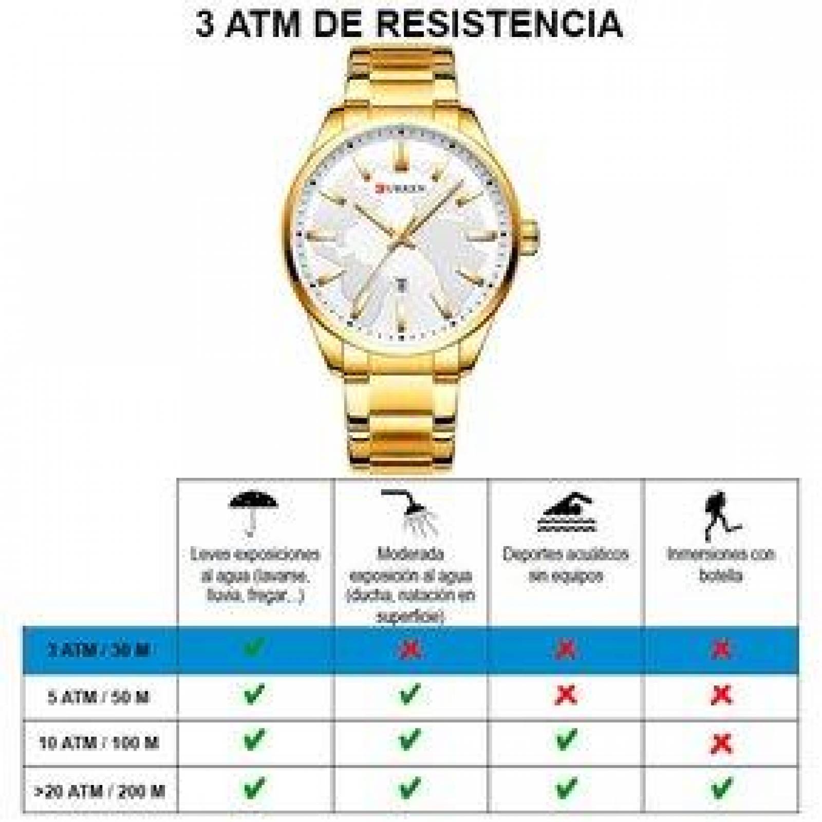 Reloj Curren para Hombre, Correa de Metal, Ajustable, Con Fechador 