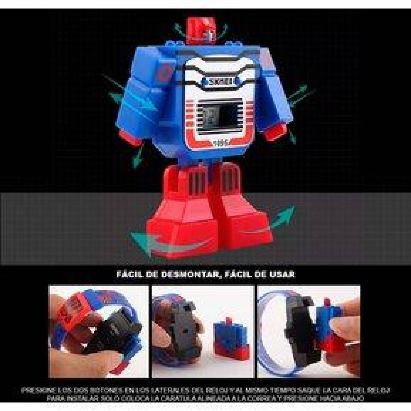 Reloj Digital Skmei para niño Robot Desprendible Correa de Caucho 
